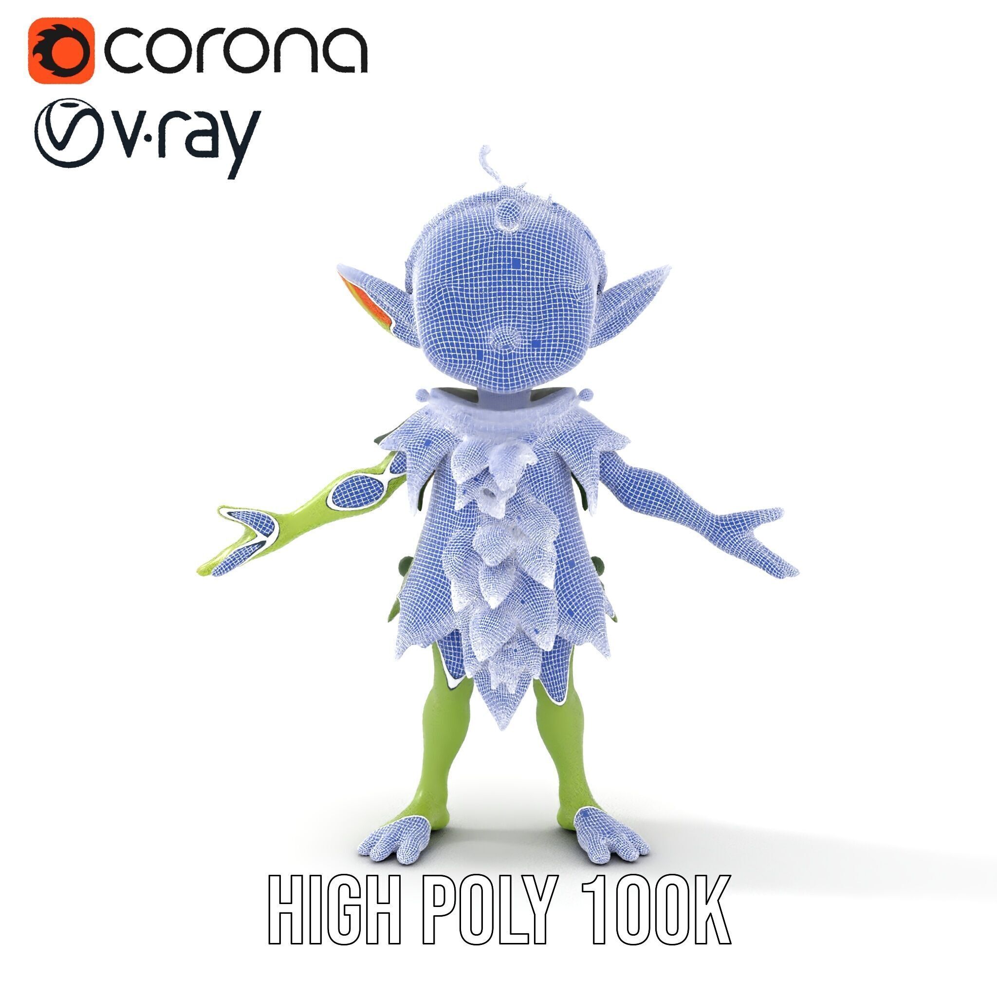 Forest Sprite Character Model Rigged and Animated for Games Low-poly 3D model_32