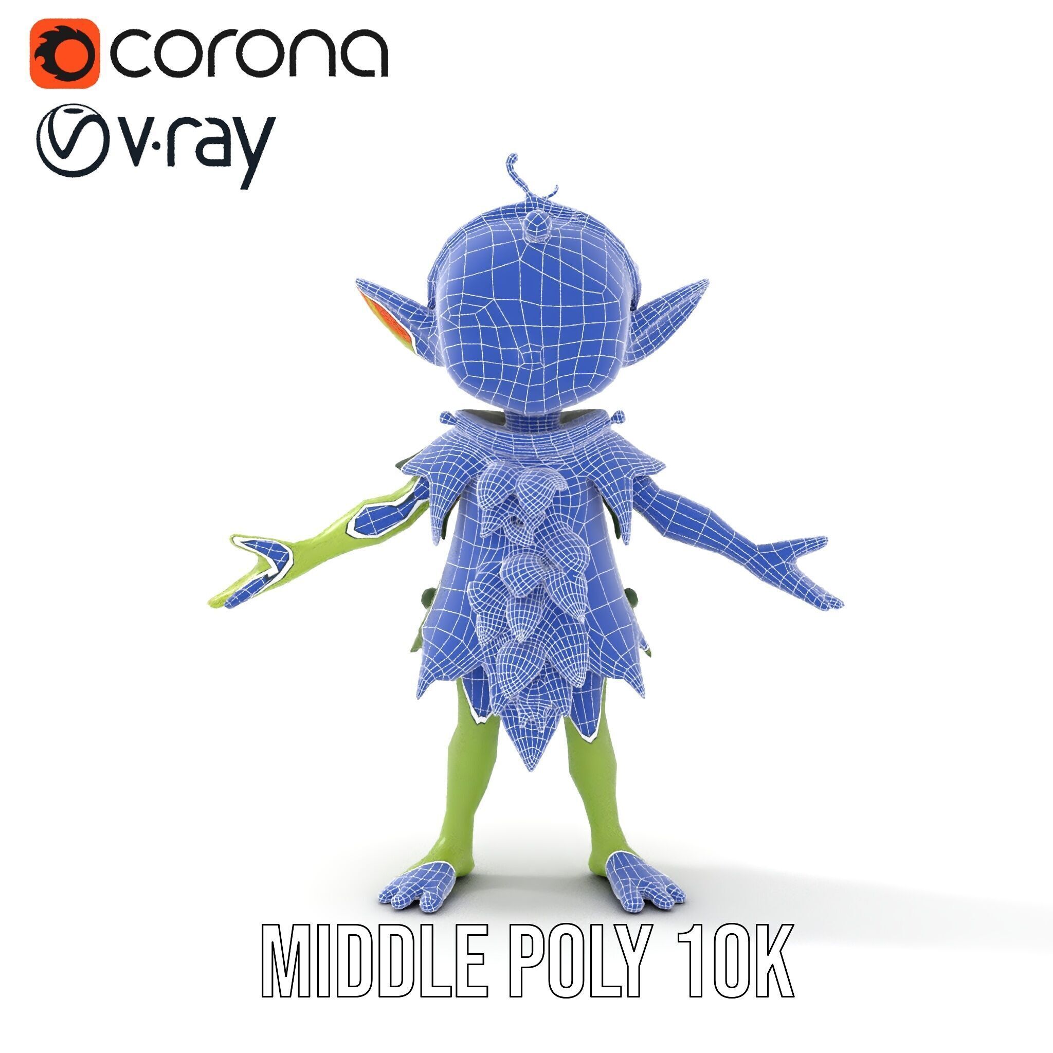 Forest Sprite Character Model Rigged and Animated for Games Low-poly 3D model_30