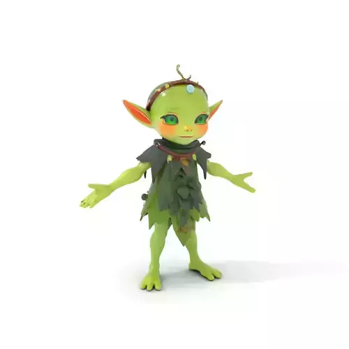 Forest Sprite Character Model Rigged and Animated for Games
