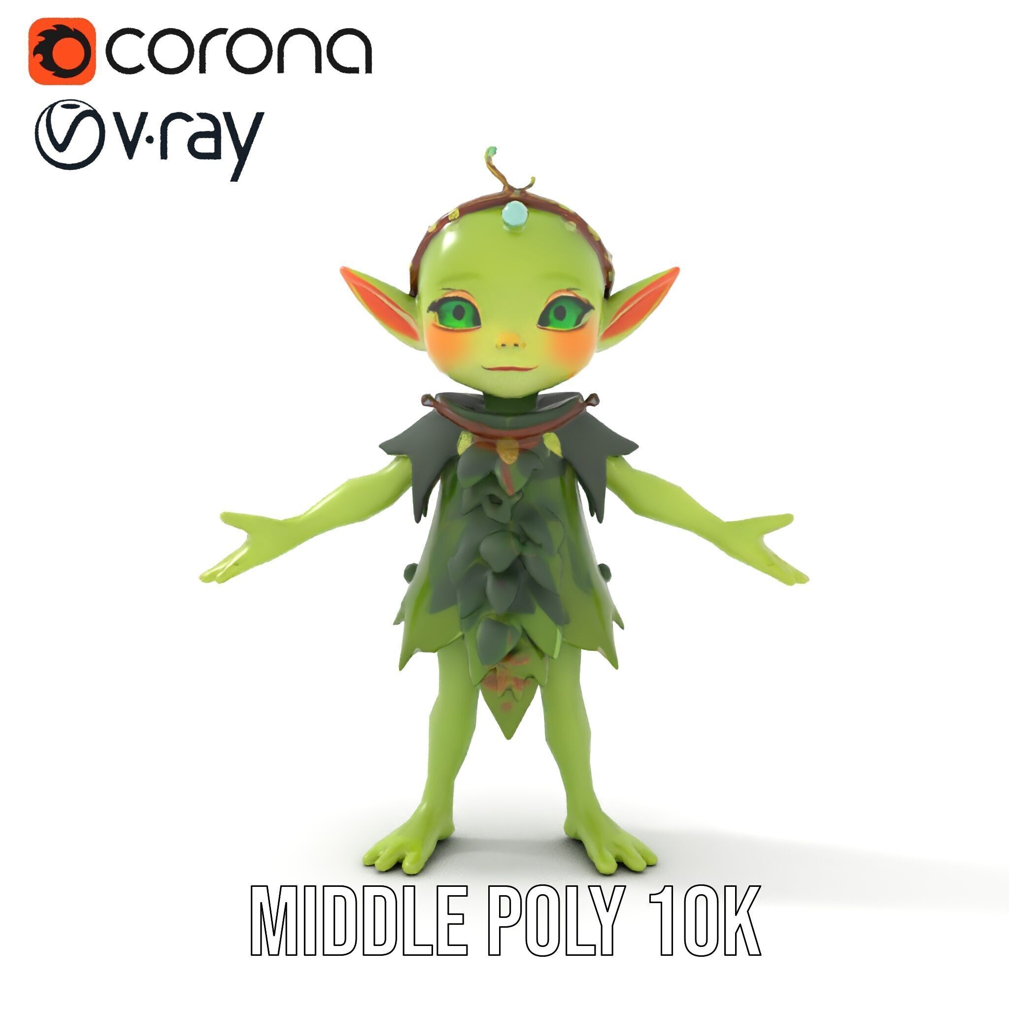 Forest Sprite Character Model Rigged and Animated for Games Low-poly 3D model_16
