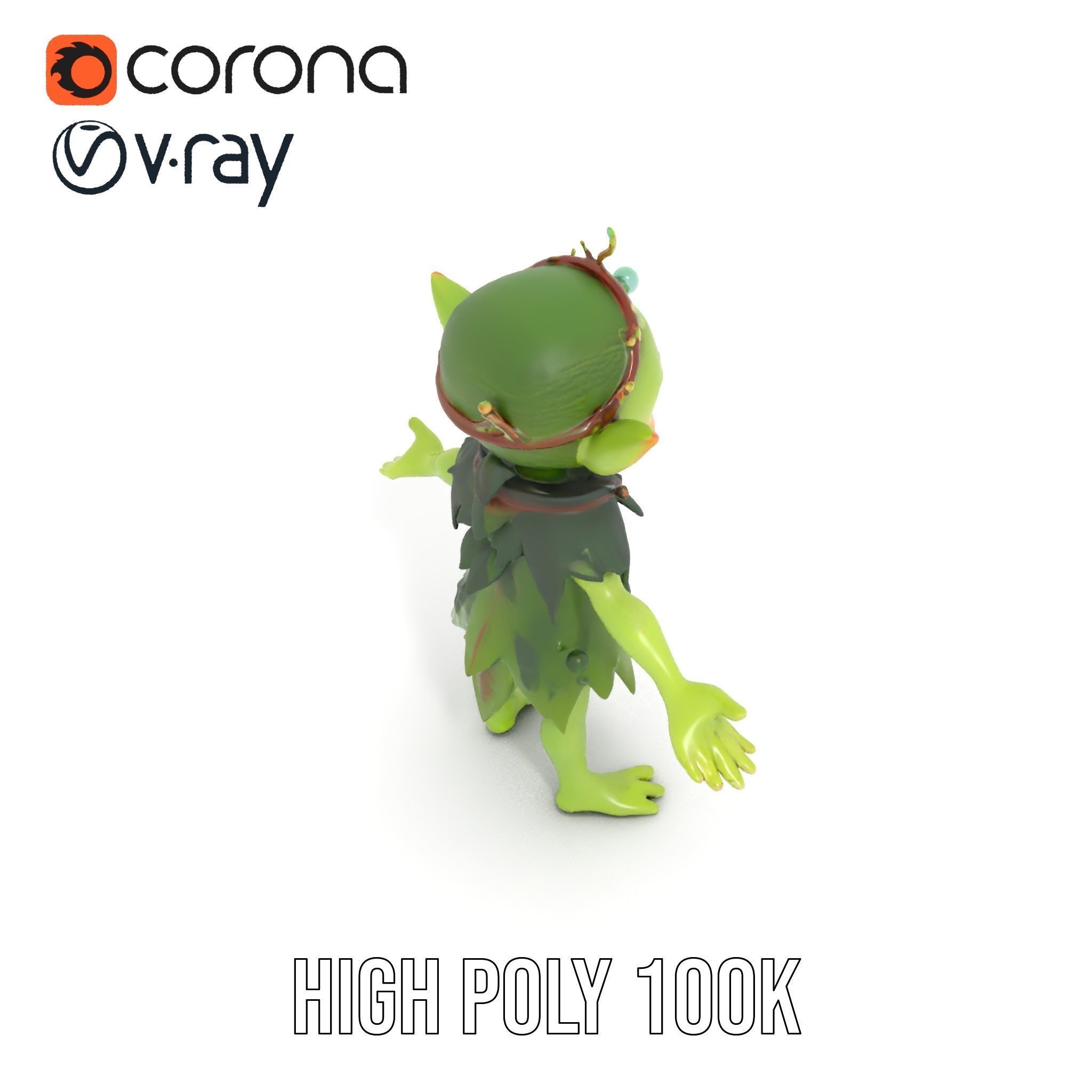 Forest Sprite Character Model Rigged and Animated for Games Low-poly 3D model_21