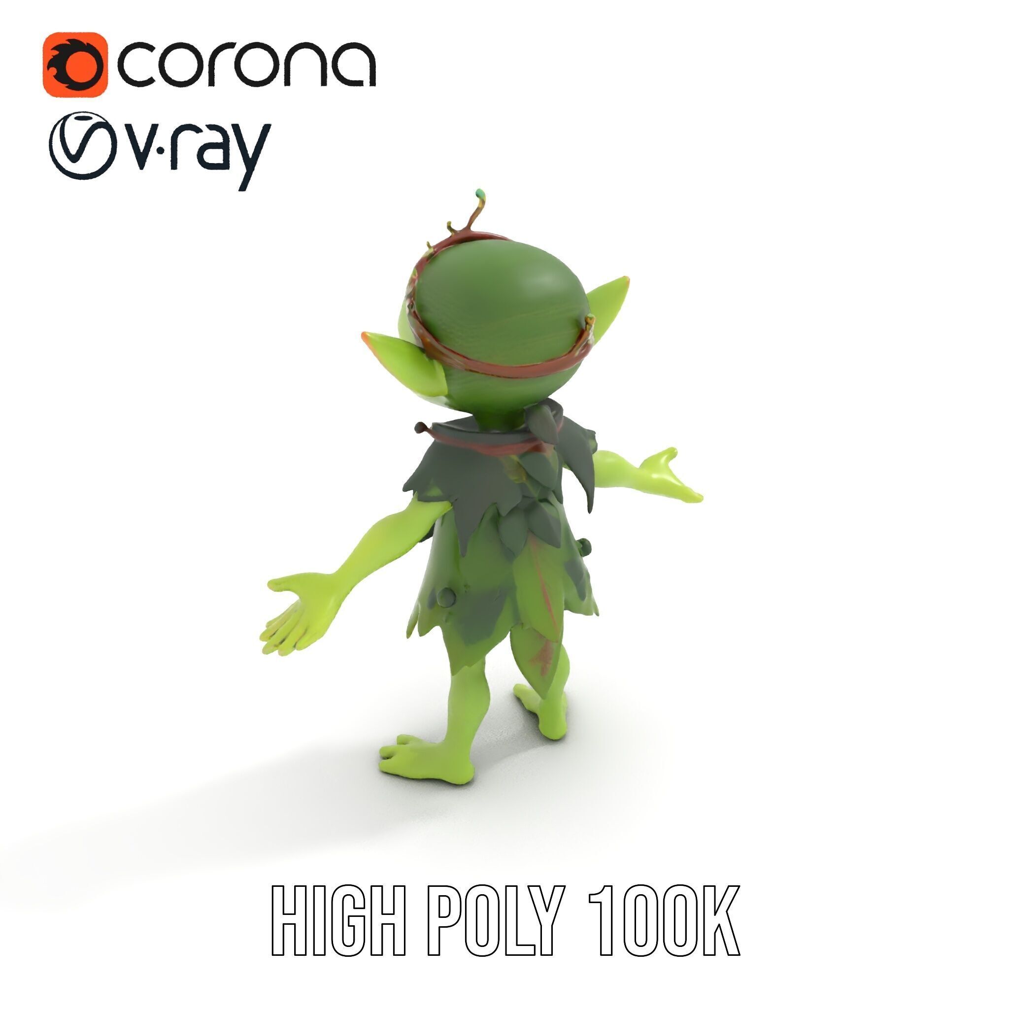 Forest Sprite Character Model Rigged and Animated for Games Low-poly 3D model_12