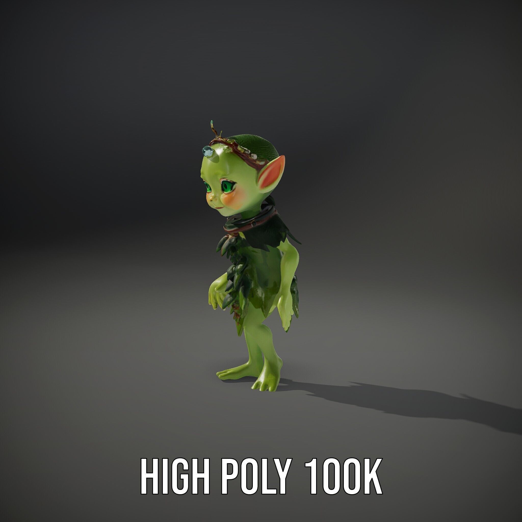 Forest Sprite Character Model Rigged and Animated for Games Low-poly 3D model_34