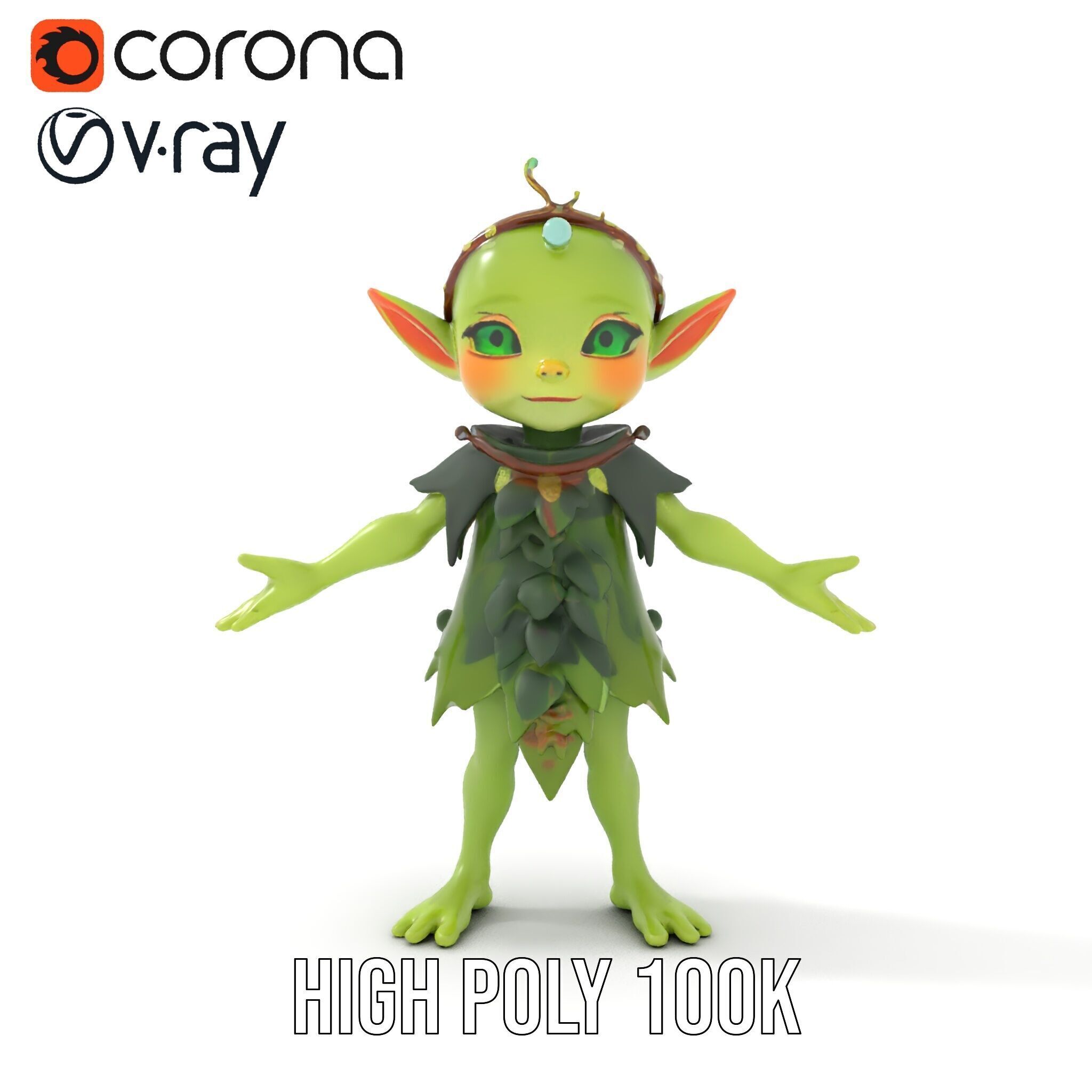 Forest Sprite Character Model Rigged and Animated for Games Low-poly 3D model_15