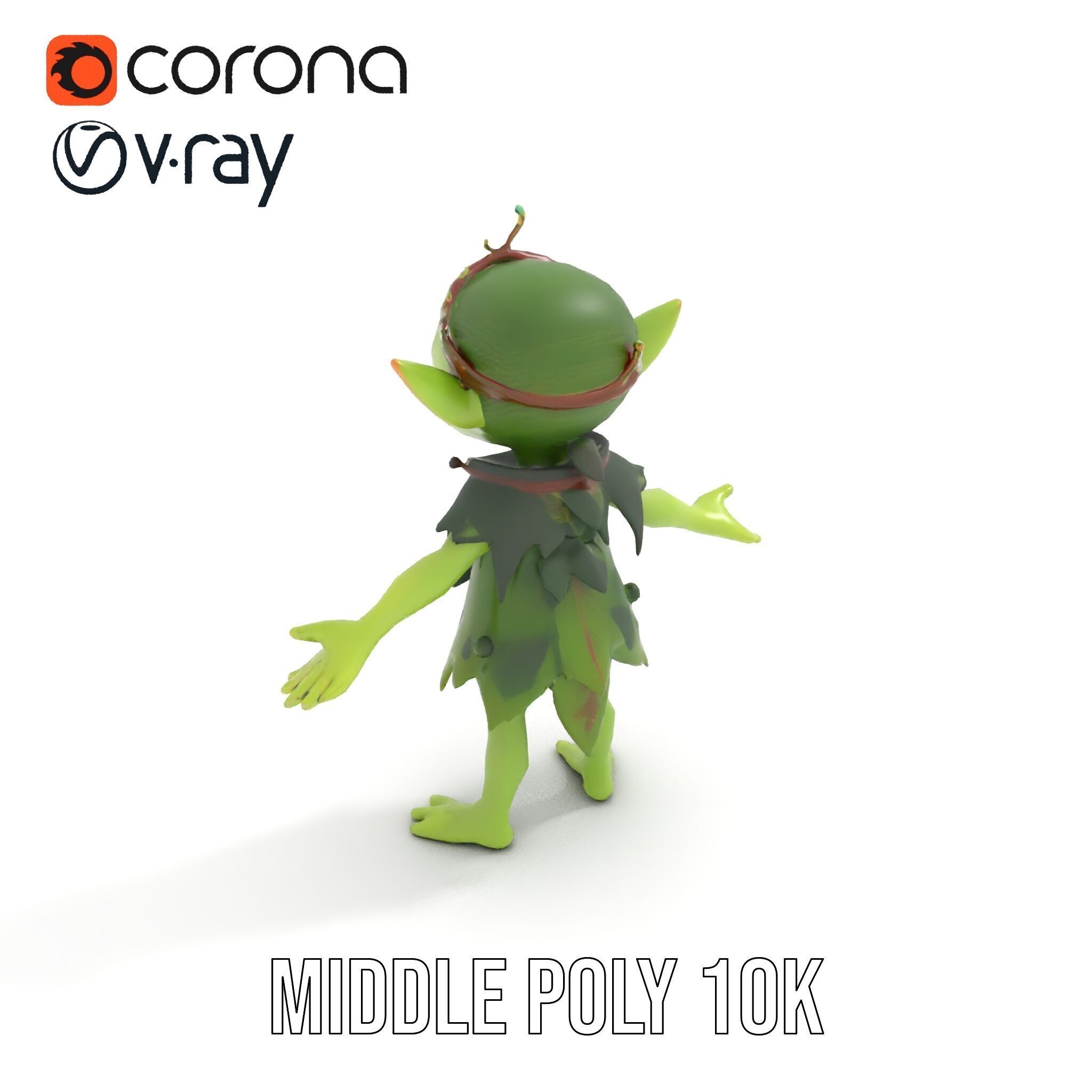 Forest Sprite Character Model Rigged and Animated for Games Low-poly 3D model_19