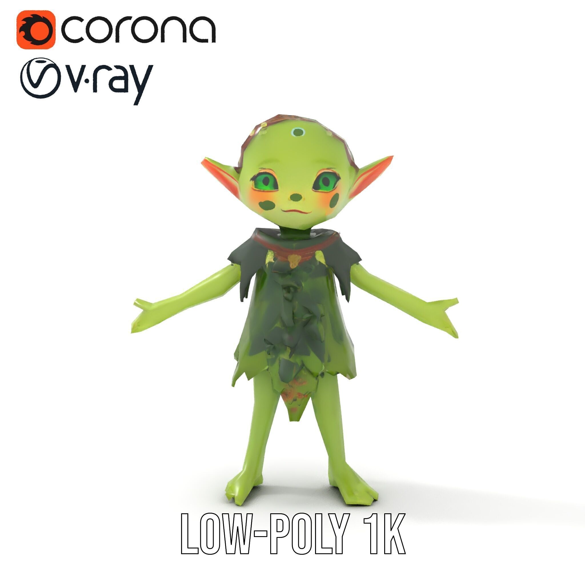 Forest Sprite Character Model Rigged and Animated for Games Low-poly 3D model_9
