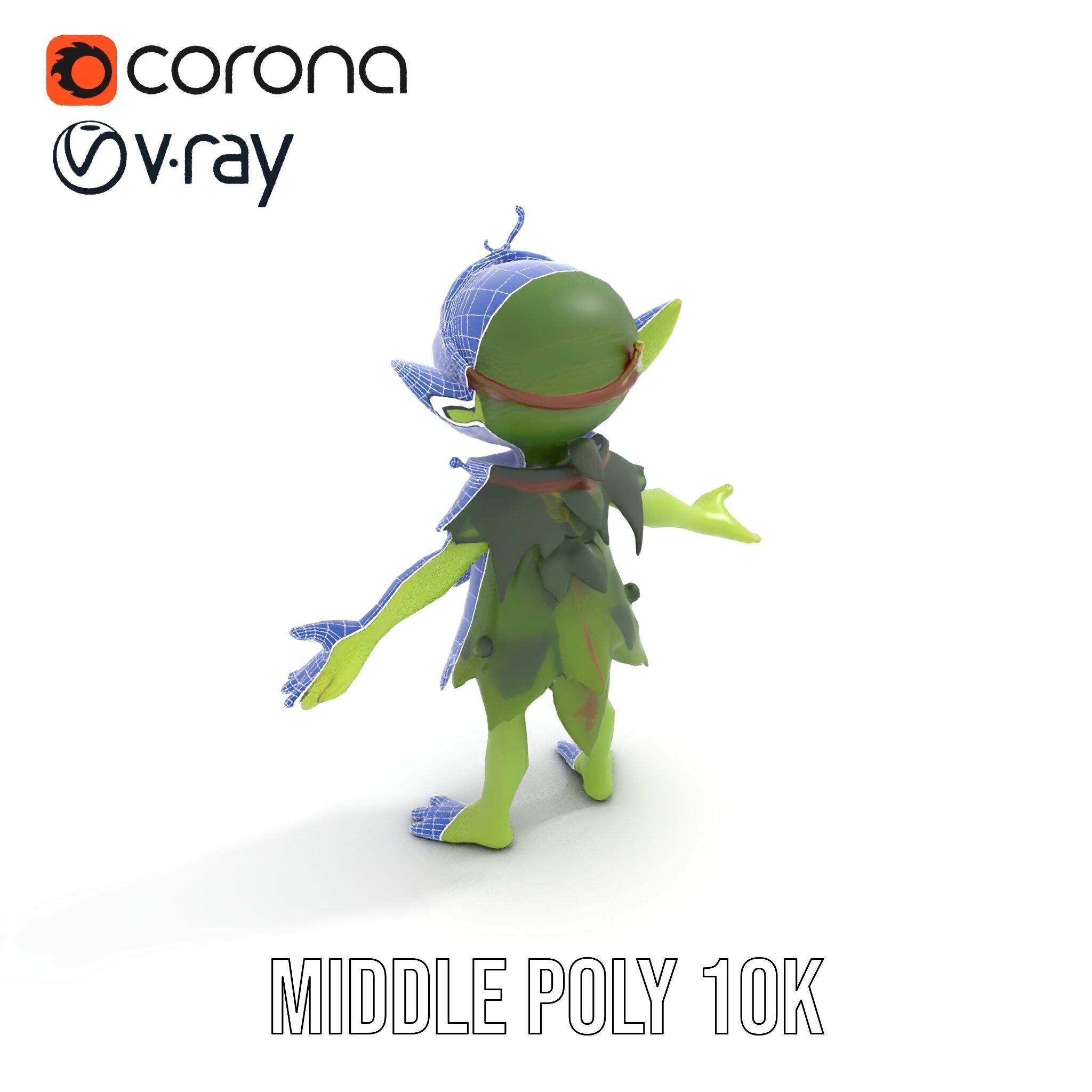 Forest Sprite Character Model Rigged and Animated for Games Low-poly 3D model_35