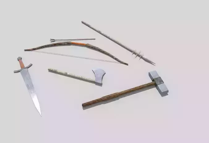 low poly medieval weapons pack 4