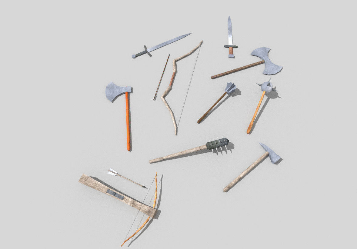 low poly medieval weapons pack 5 Low-poly 3D model_5