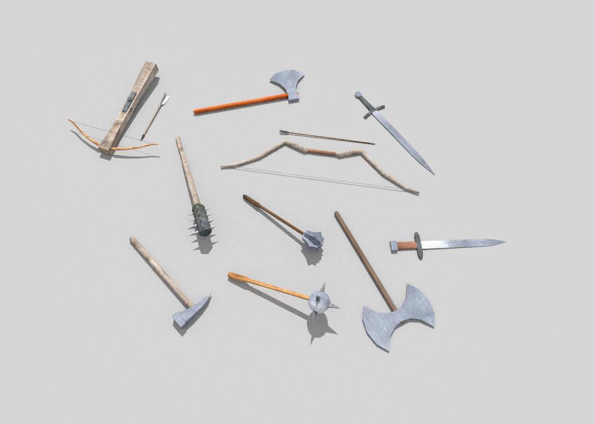 low poly medieval weapons pack 5 Low-poly 3D model_2