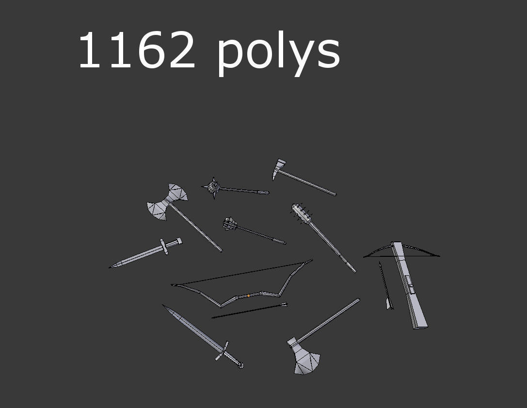 low poly medieval weapons pack 5 Low-poly 3D model_4