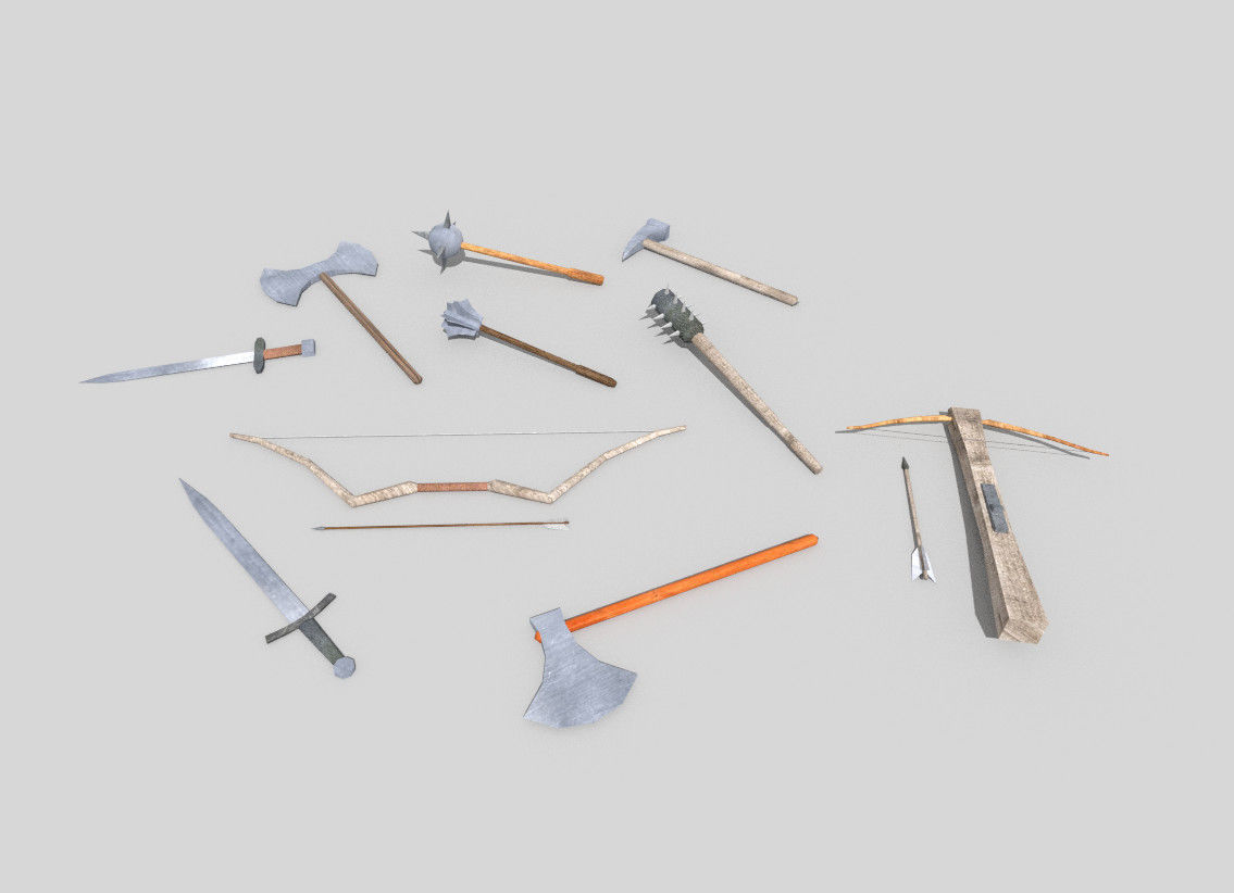 low poly medieval weapons pack 5 Low-poly 3D model_1