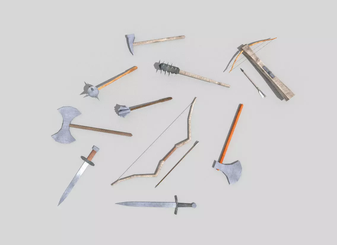 low poly medieval weapons pack 5 Low-poly 3D model_0