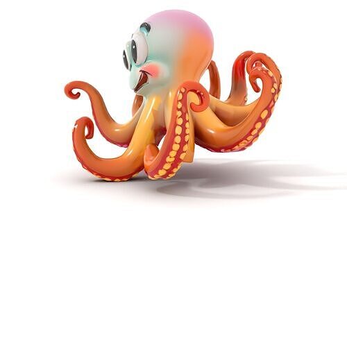 Cartoon Octopus Model Pack Low-poly 3D model