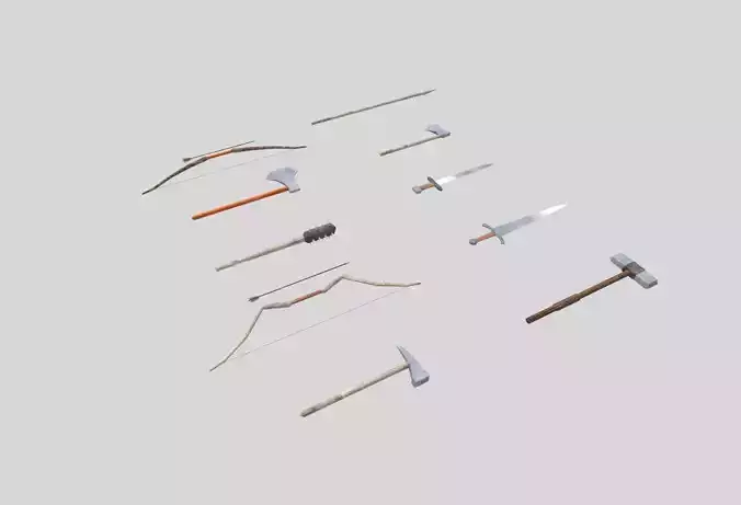 low poly medieval weapons pack 6