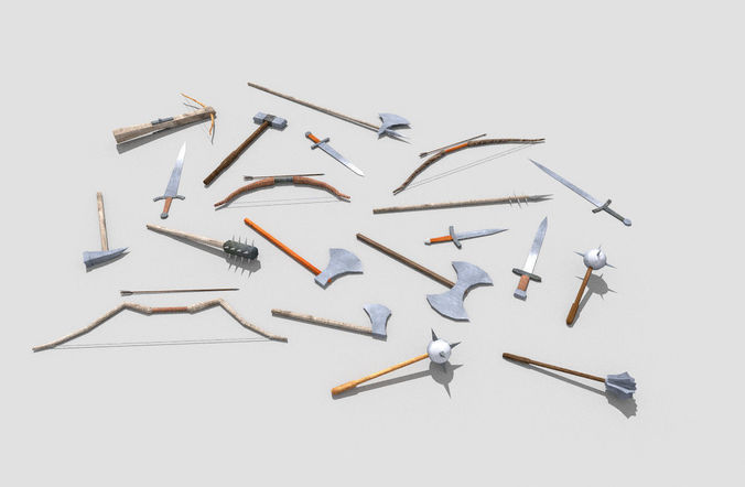 big medieval weapons pack Low-poly 3D model