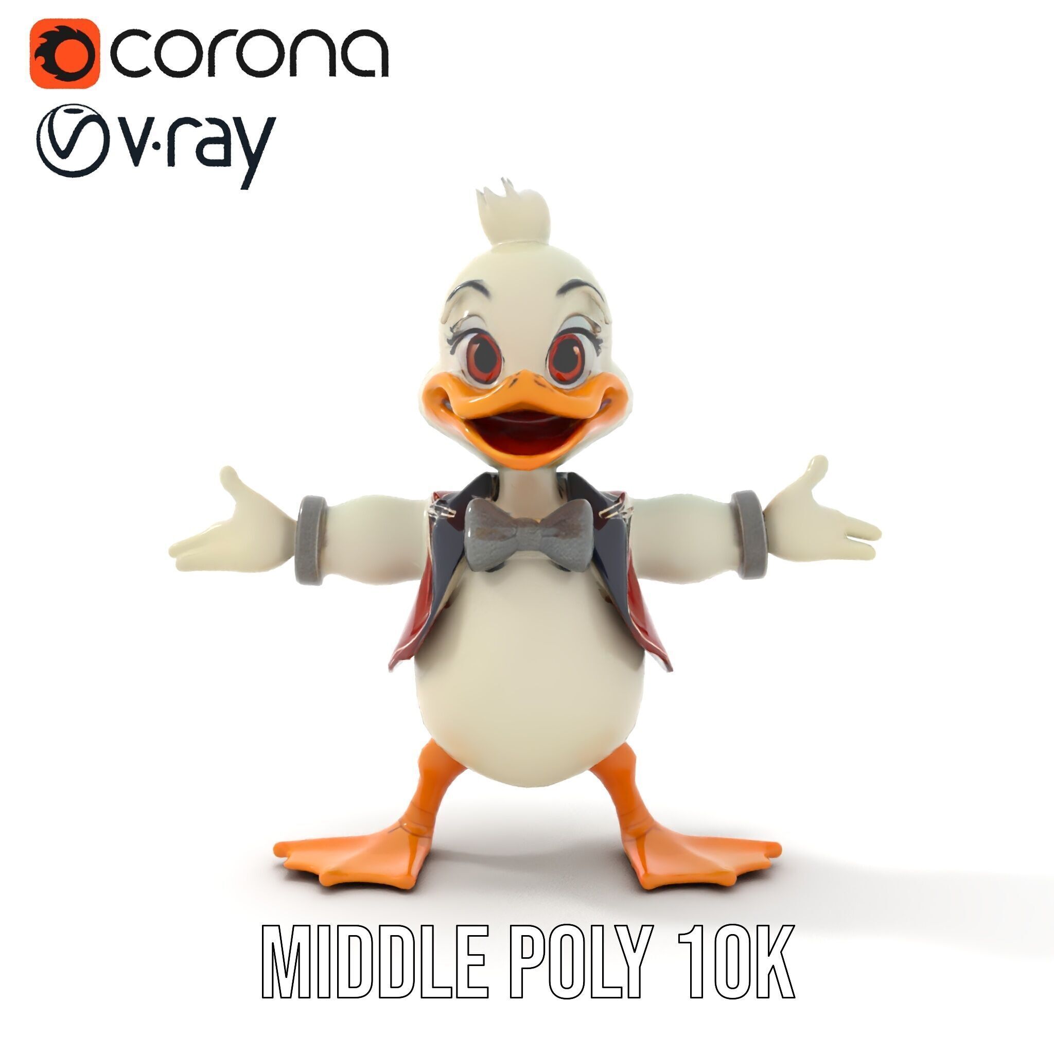 Charming Duck Character Model Rigged and Animated Low-poly 3D model_33