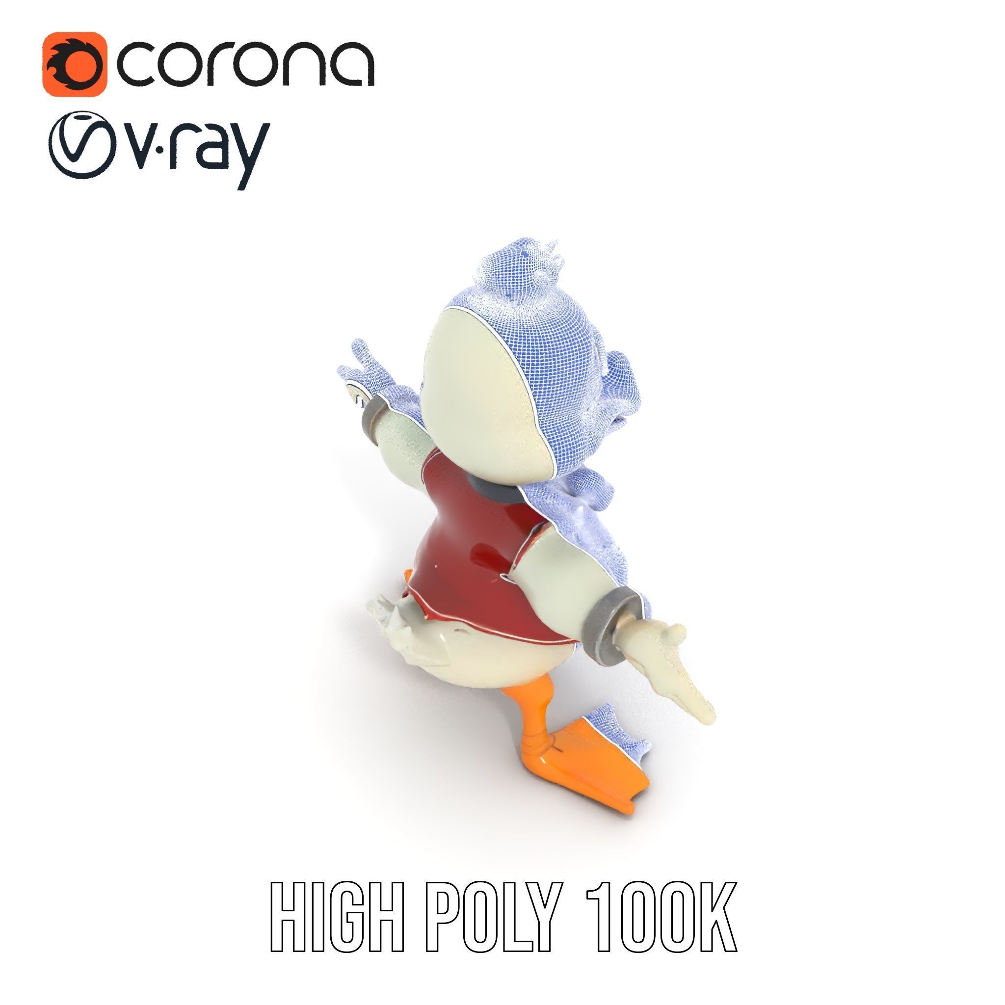 Charming Duck Character Model Rigged and Animated Low-poly 3D model_26