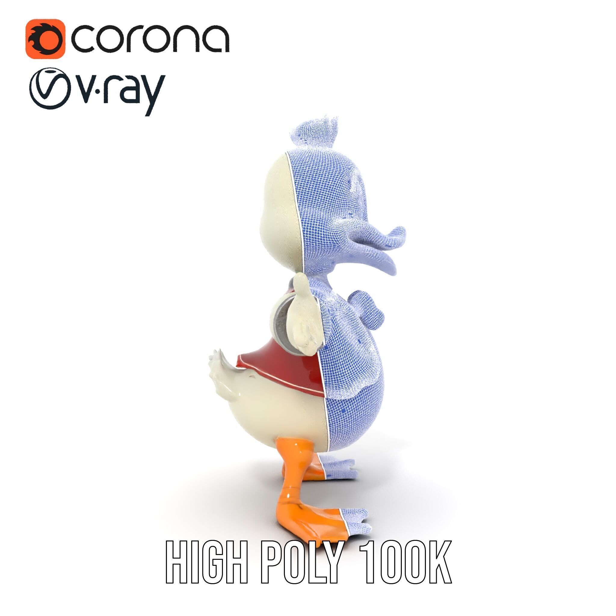 Charming Duck Character Model Rigged and Animated Low-poly 3D model_37