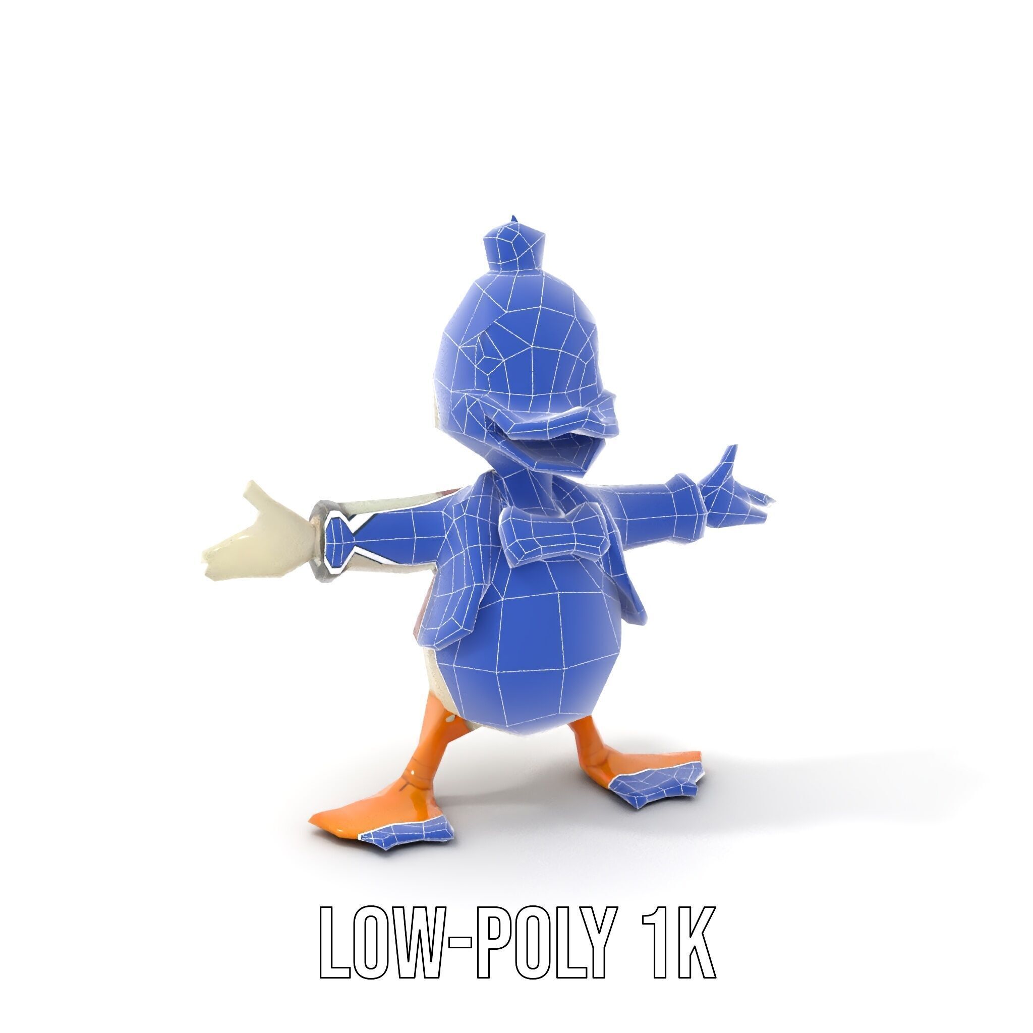 Charming Duck Character Model Rigged and Animated Low-poly 3D model_11