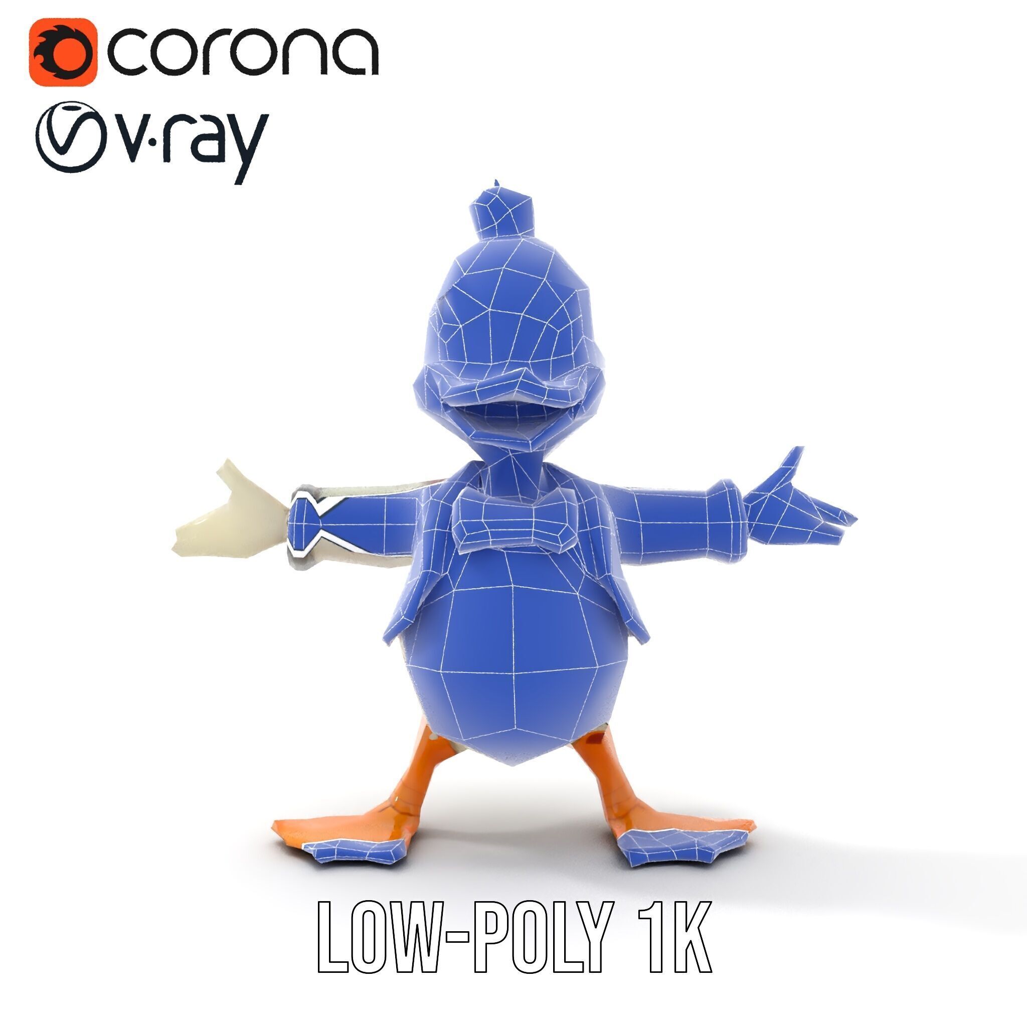 Charming Duck Character Model Rigged and Animated Low-poly 3D model_25