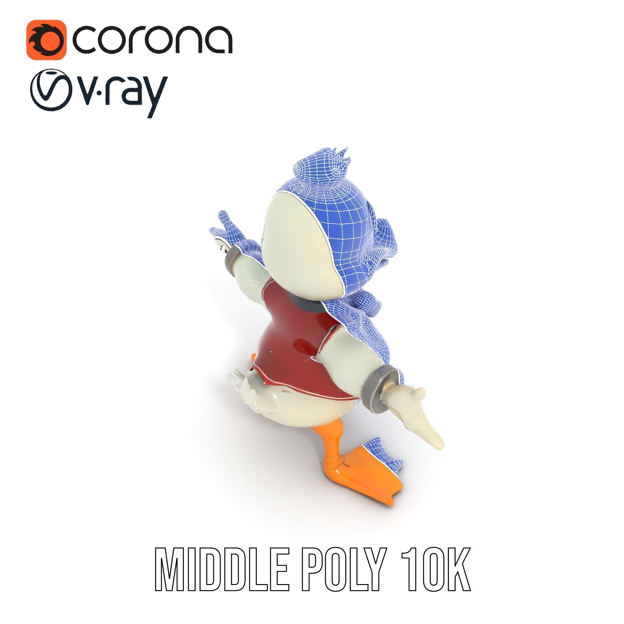 Charming Duck Character Model Rigged and Animated Low-poly 3D model_22