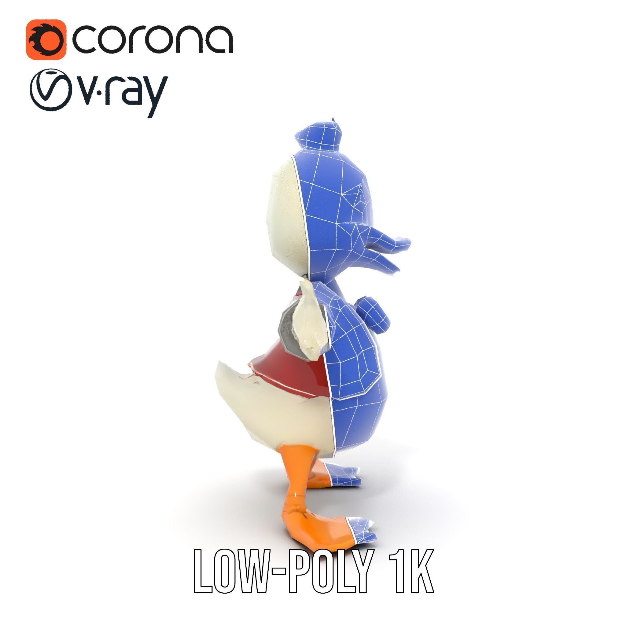 Charming Duck Character Model Rigged and Animated Low-poly 3D model_31