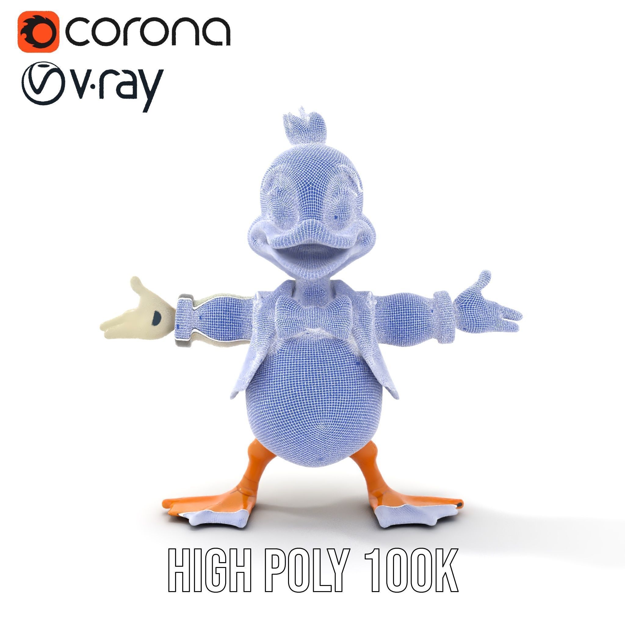 Charming Duck Character Model Rigged and Animated Low-poly 3D model_36