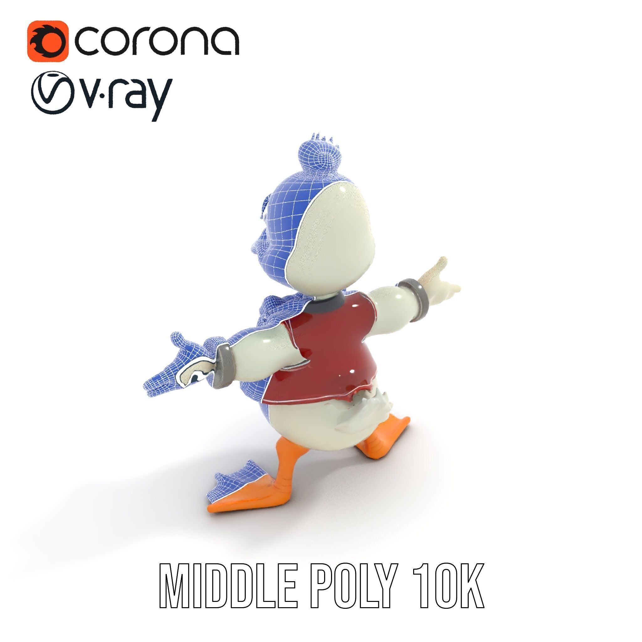 Charming Duck Character Model Rigged and Animated Low-poly 3D model_30