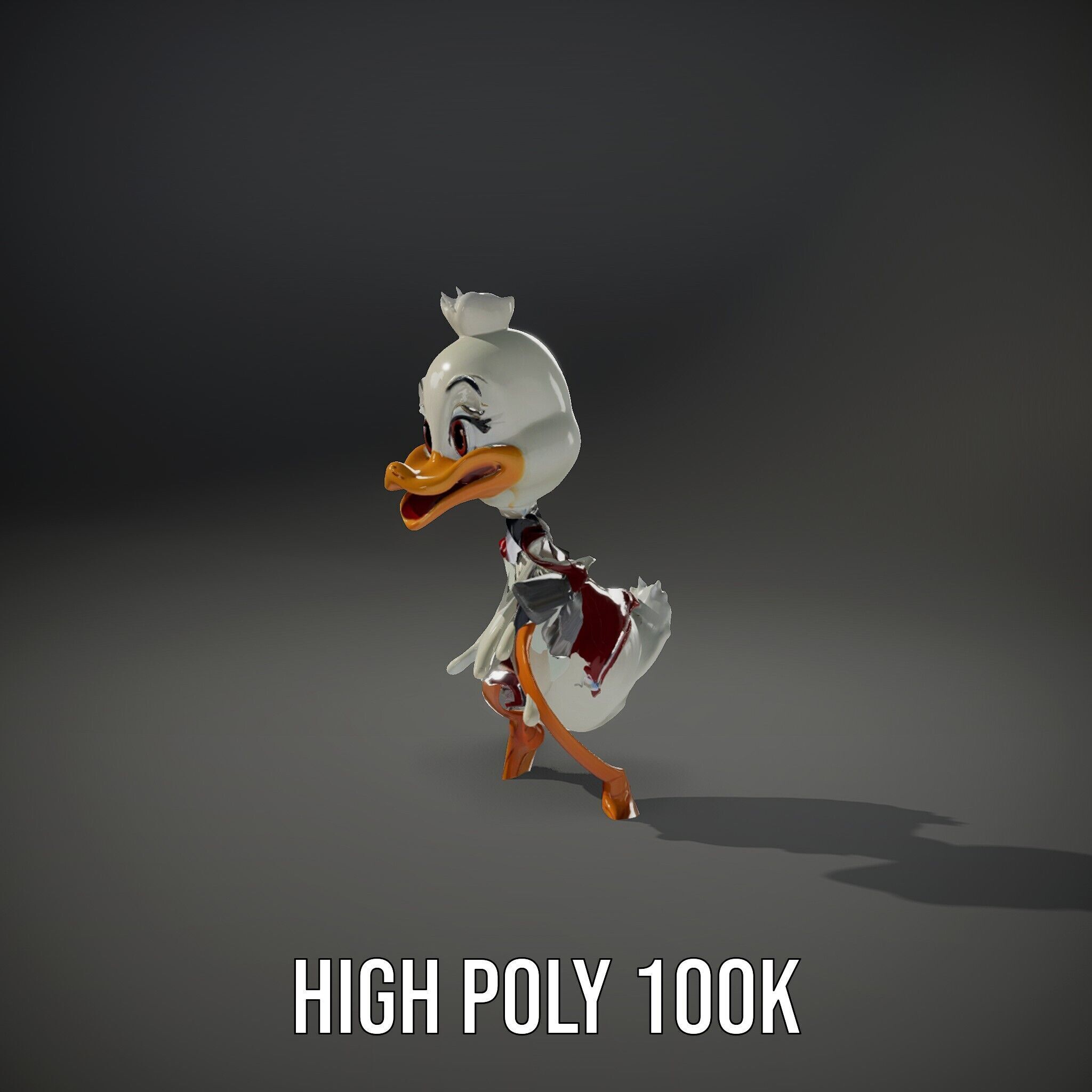 Charming Duck Character Model Rigged and Animated Low-poly 3D model_12