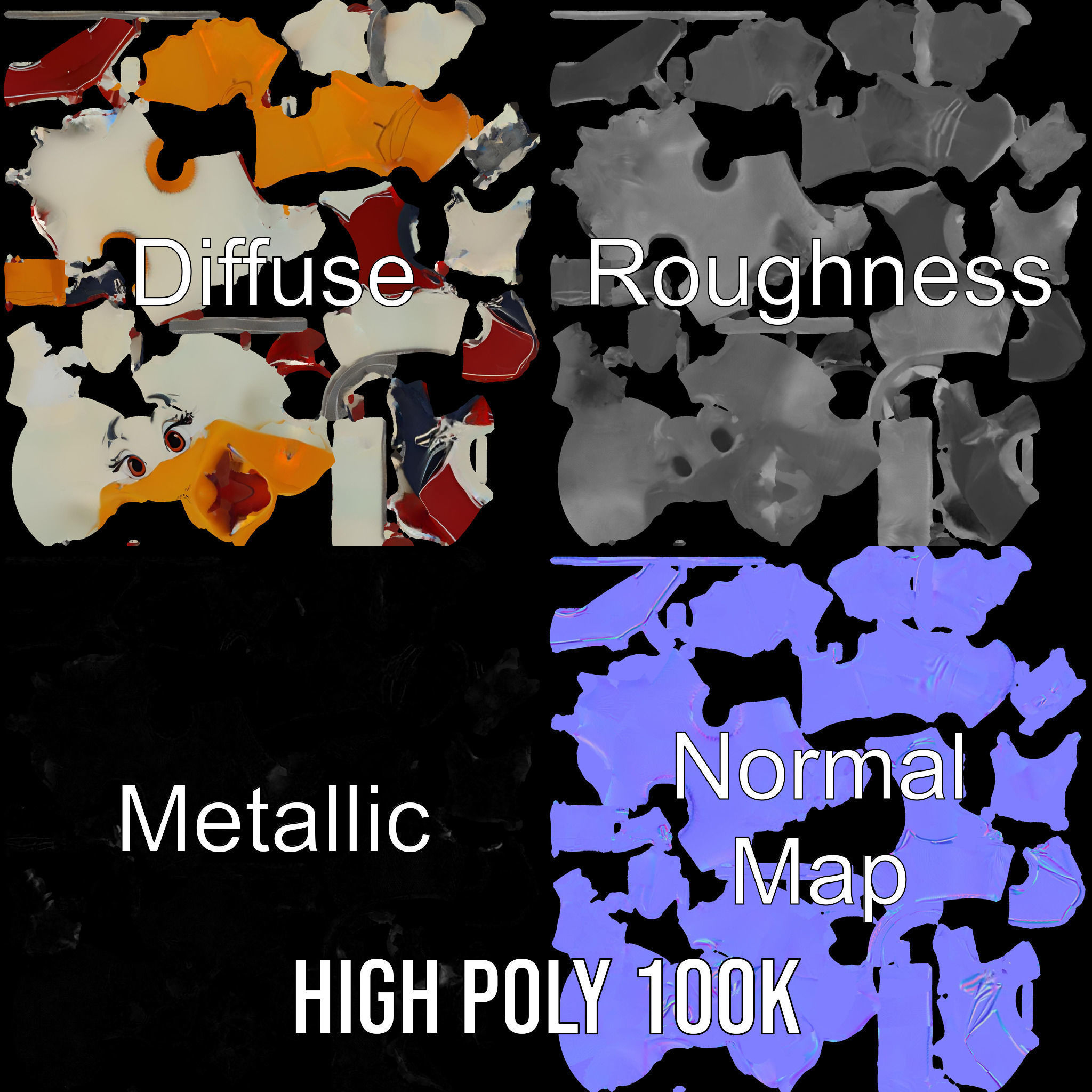 Charming Duck Character Model Rigged and Animated Low-poly 3D model_4