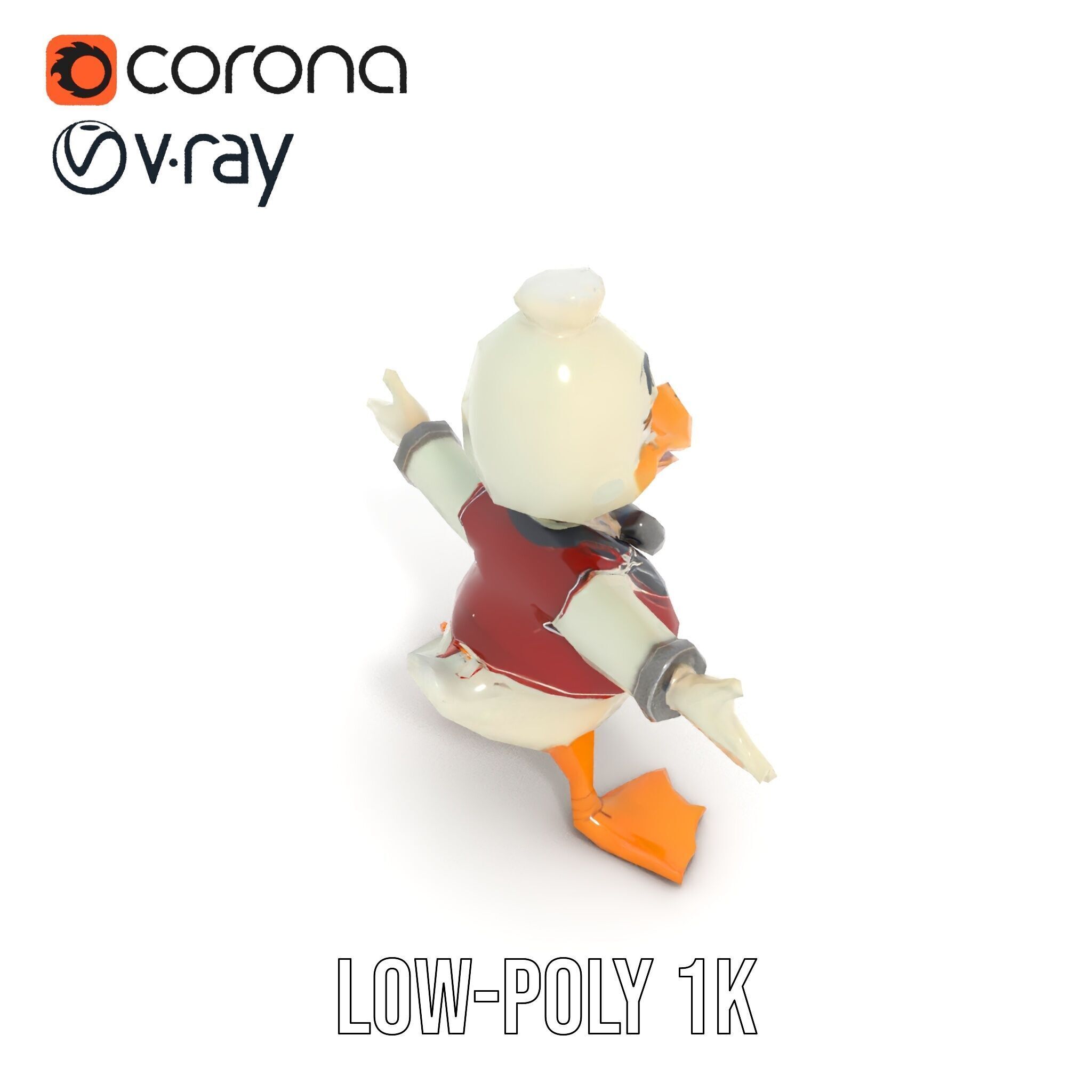 Charming Duck Character Model Rigged and Animated Low-poly 3D model_17