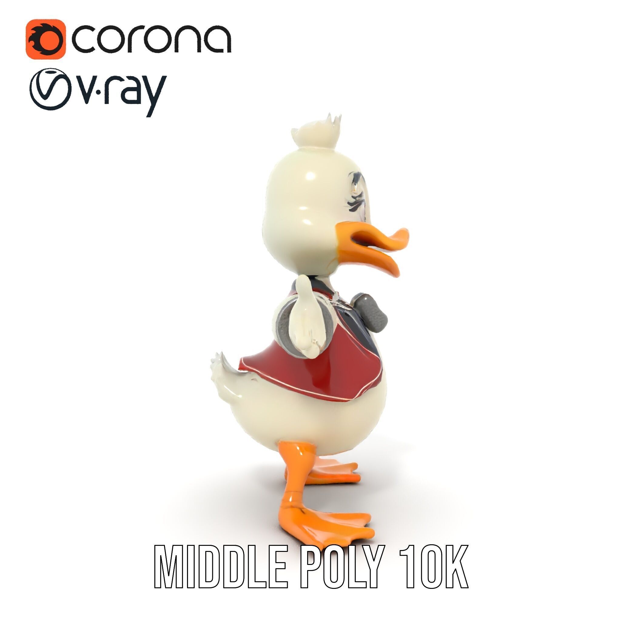 Charming Duck Character Model Rigged and Animated Low-poly 3D model_35