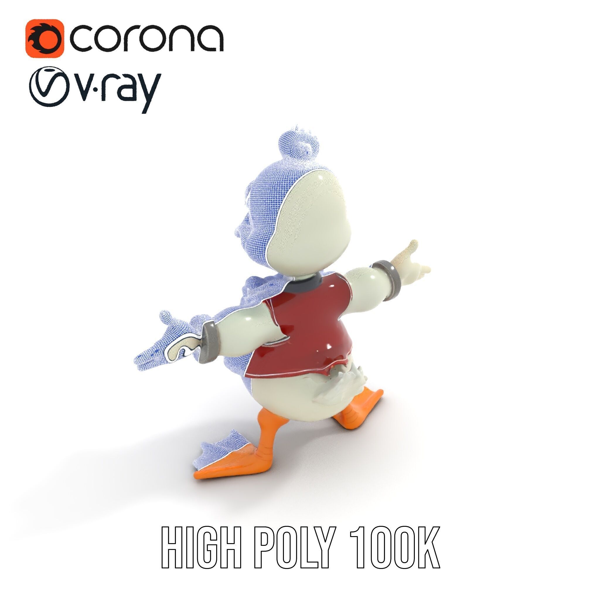 Charming Duck Character Model Rigged and Animated Low-poly 3D model_32