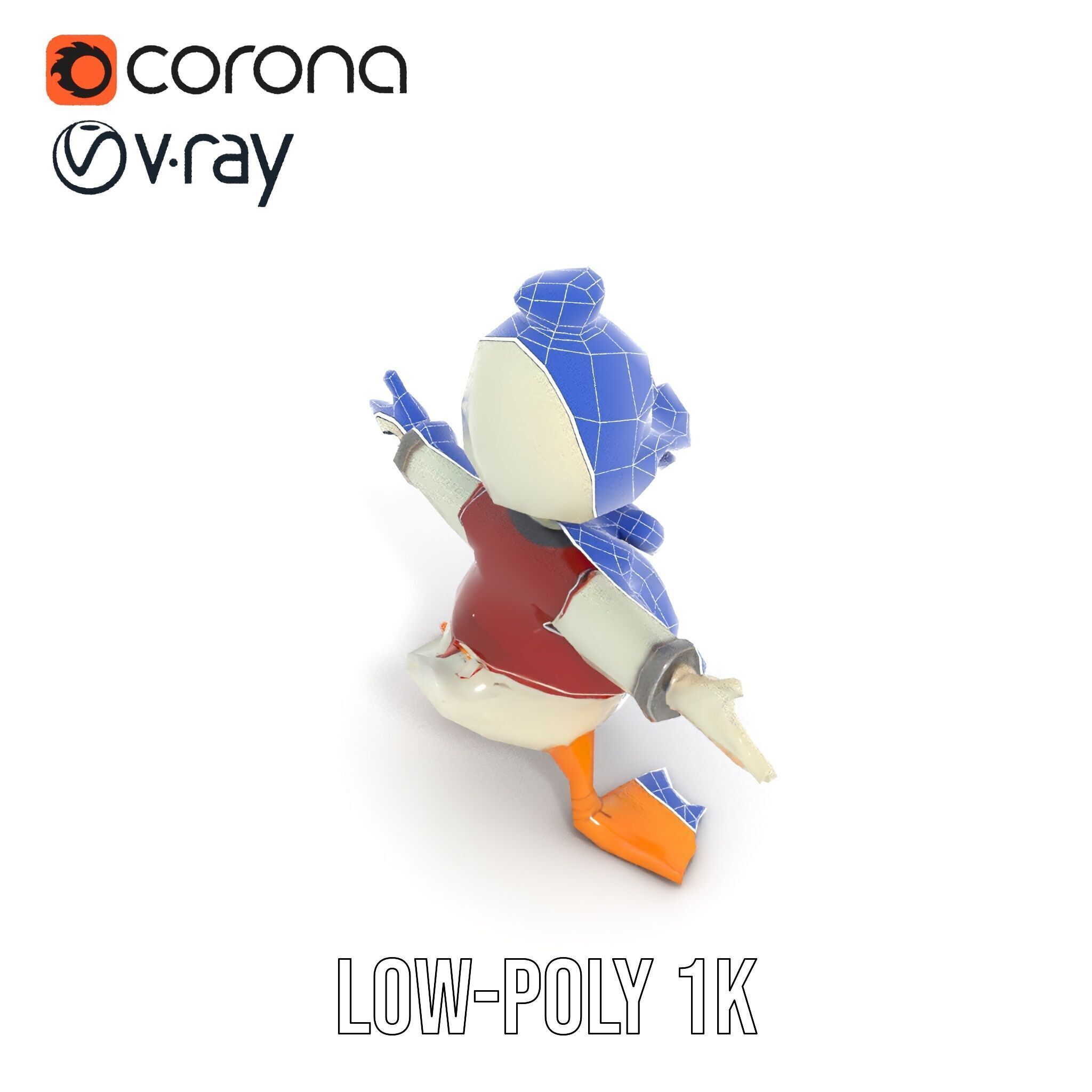 Charming Duck Character Model Rigged and Animated Low-poly 3D model_28