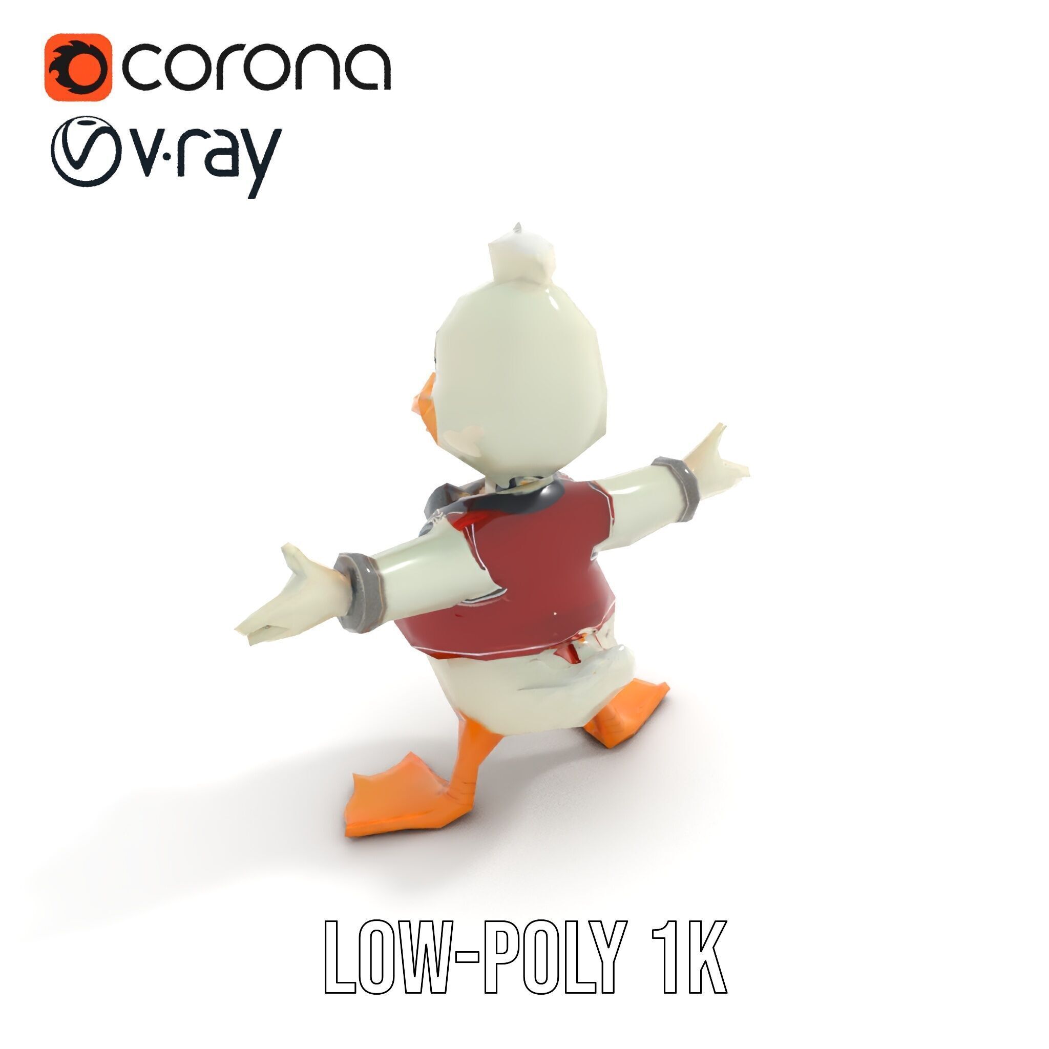 Charming Duck Character Model Rigged and Animated Low-poly 3D model_20