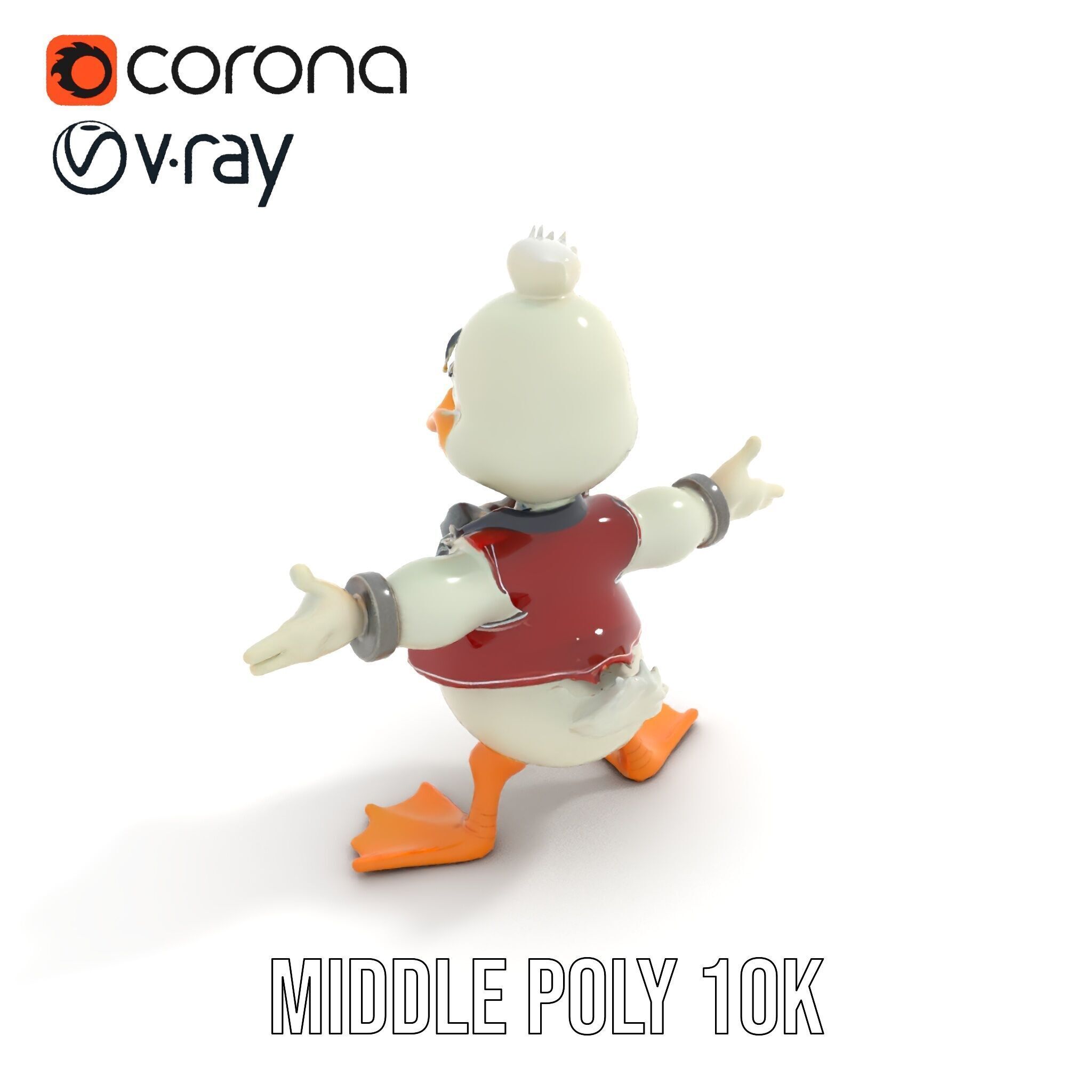 Charming Duck Character Model Rigged and Animated Low-poly 3D model_27