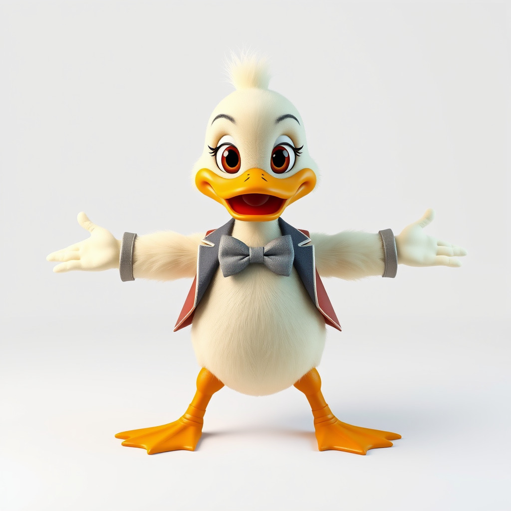 Charming Duck Character Model Rigged and Animated Low-poly 3D model_3