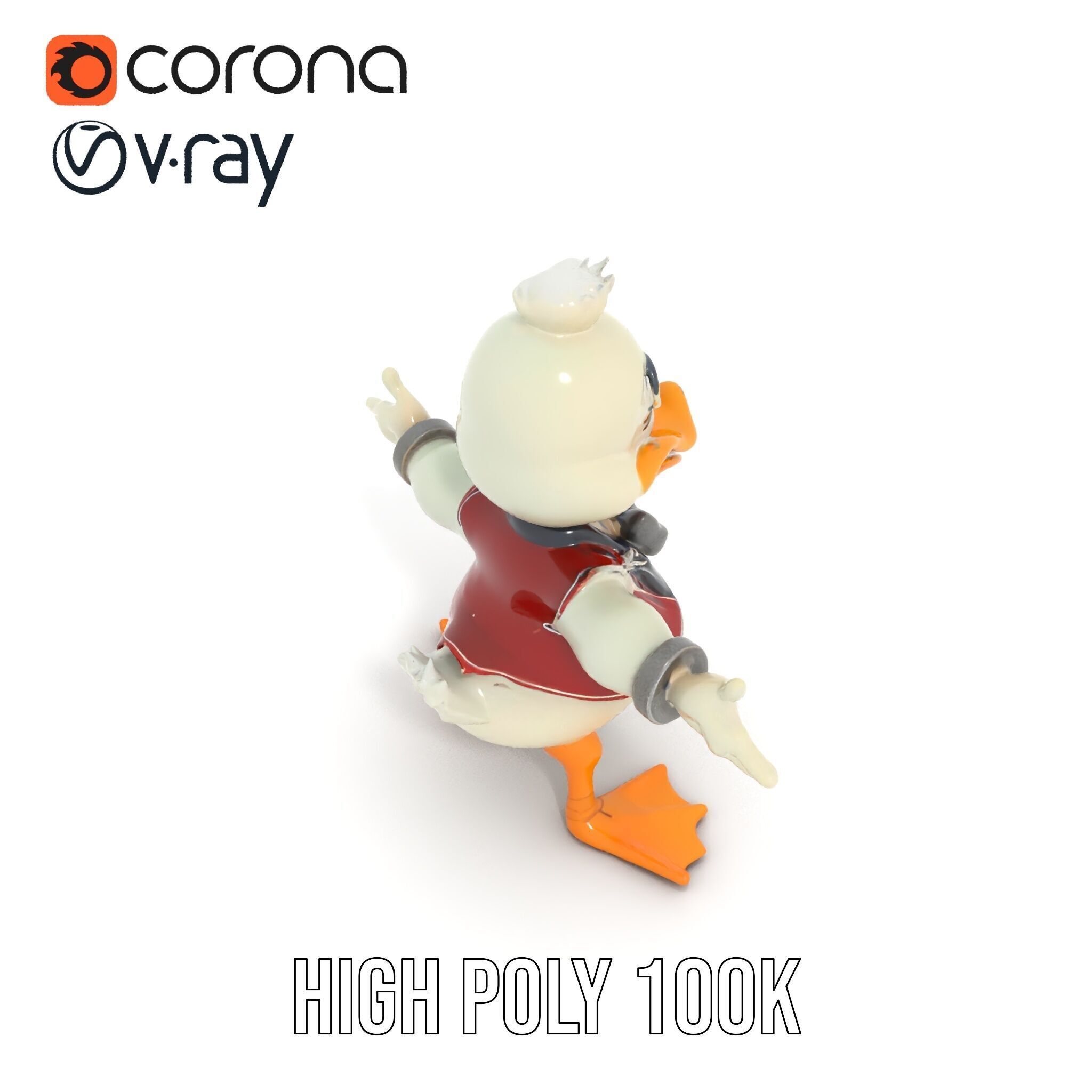 Charming Duck Character Model Rigged and Animated Low-poly 3D model_21