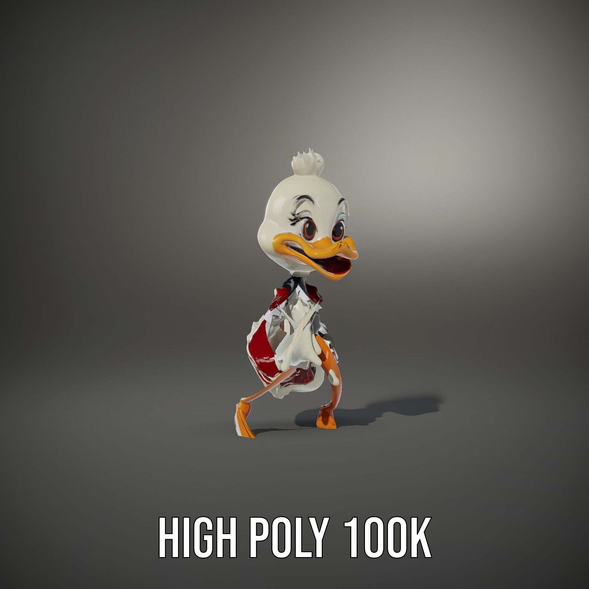 Charming Duck Character Model Rigged and Animated Low-poly 3D model_15