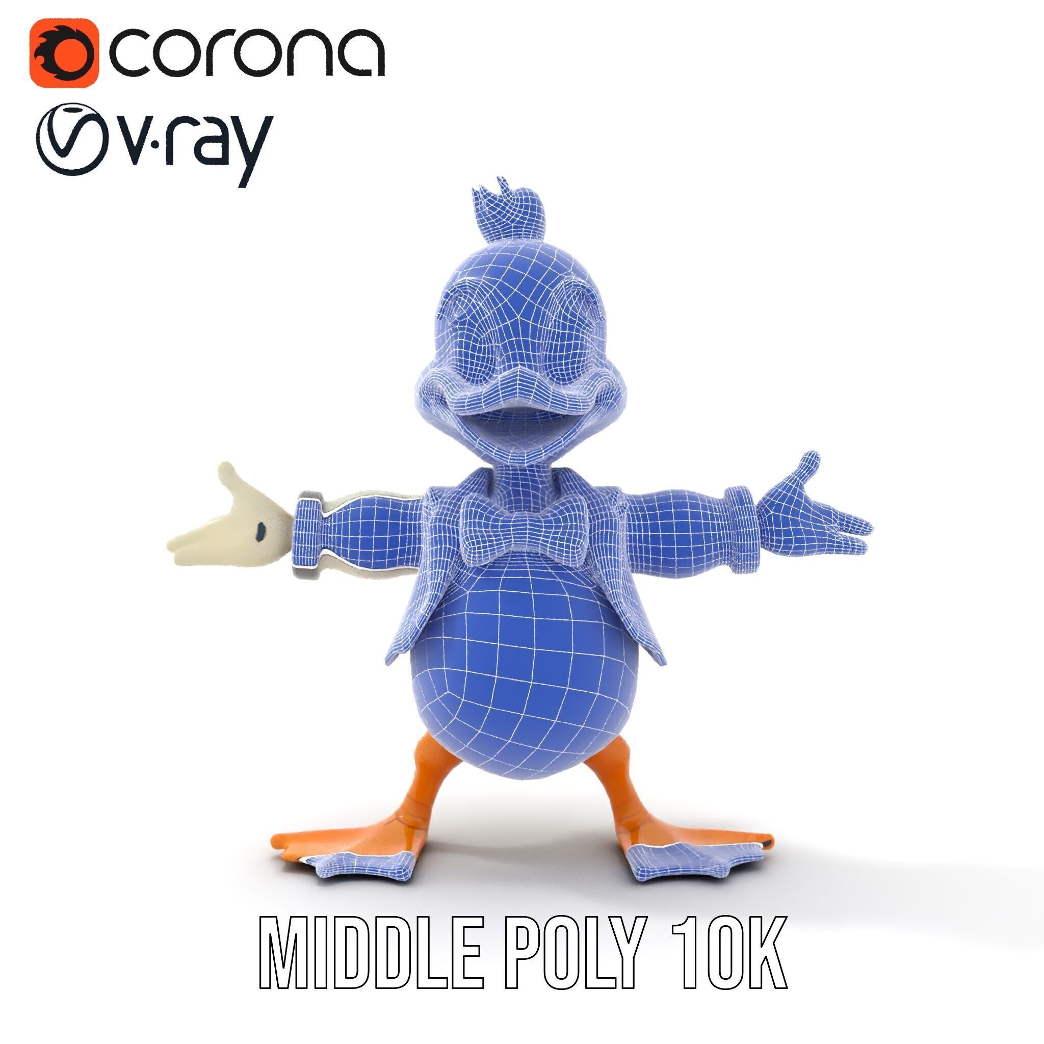Charming Duck Character Model Rigged and Animated Low-poly 3D model_24