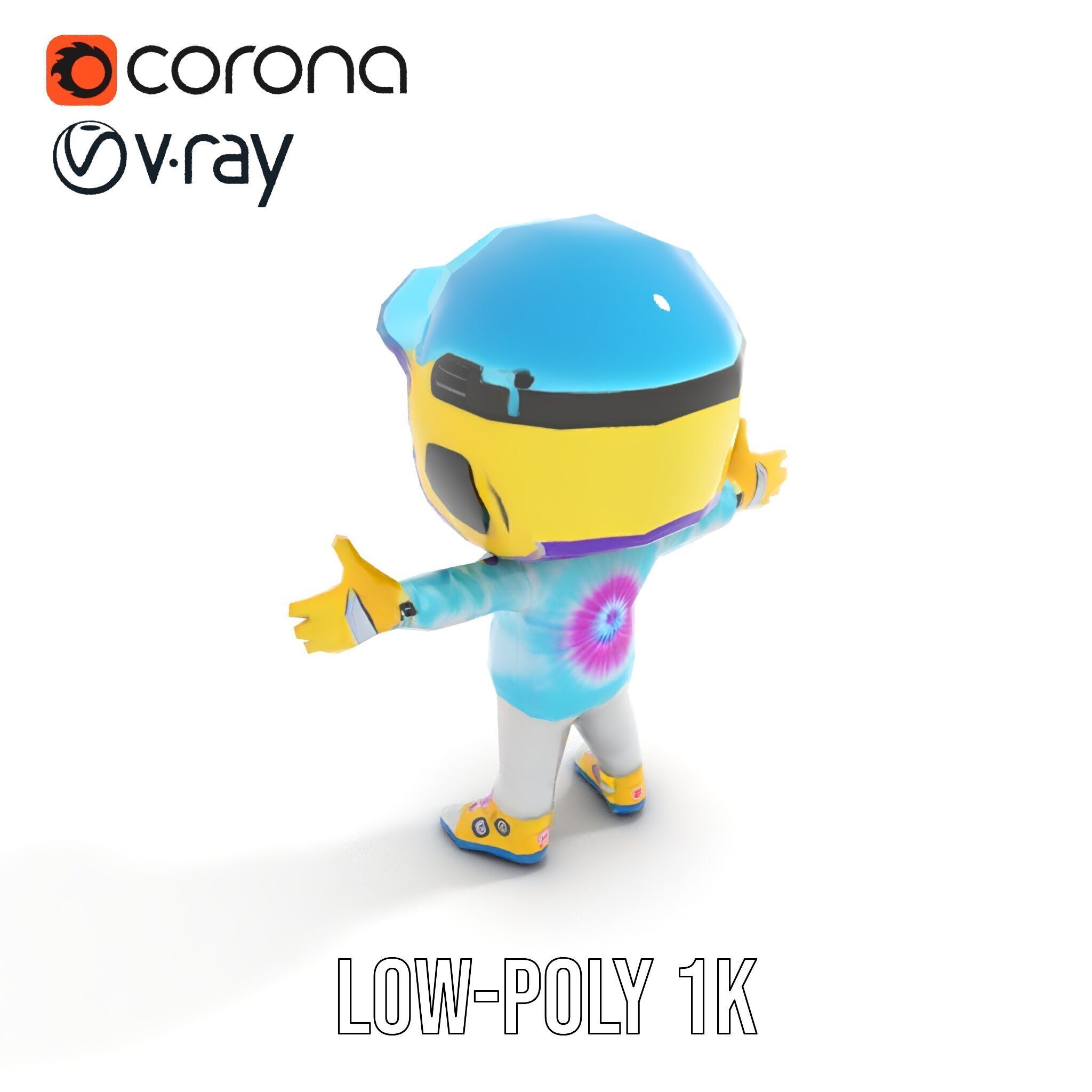 Cartoon Hero Character Model Rigged and Animated Low-poly 3D model_14