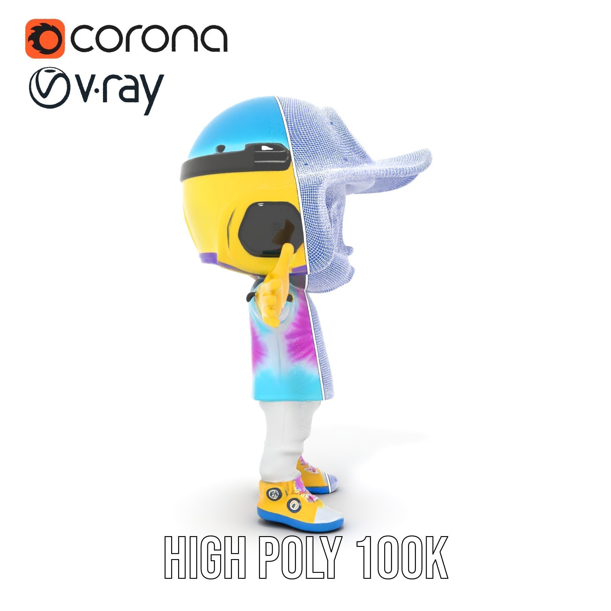 Cartoon Hero Character Model Rigged and Animated Low-poly 3D model_36