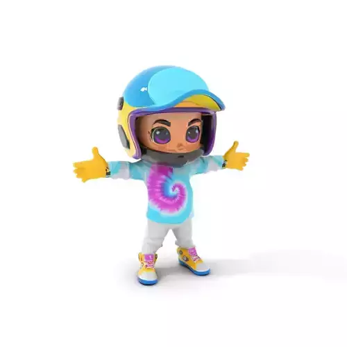 Cartoon Hero Character Model Rigged and Animated