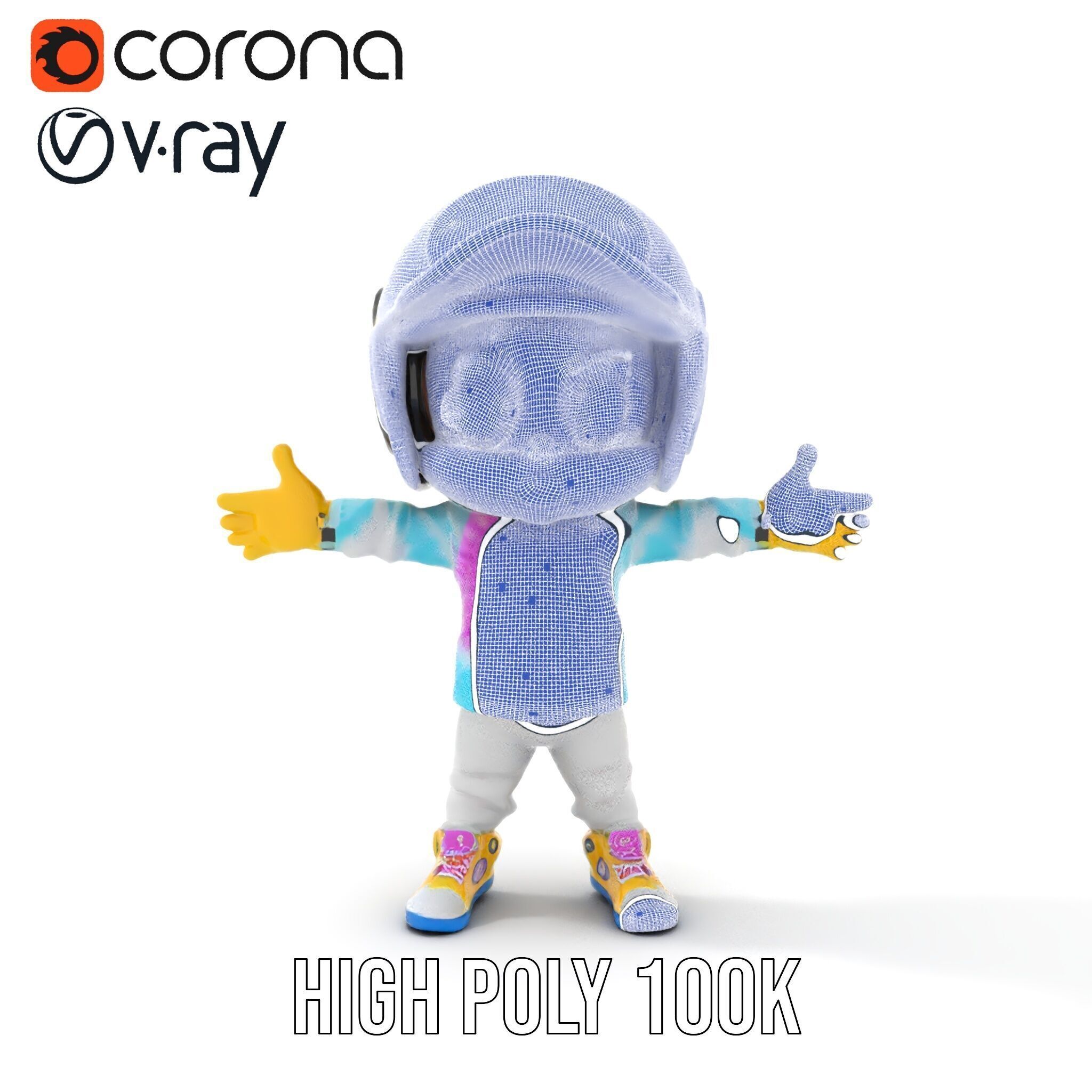 Cartoon Hero Character Model Rigged and Animated Low-poly 3D model_33