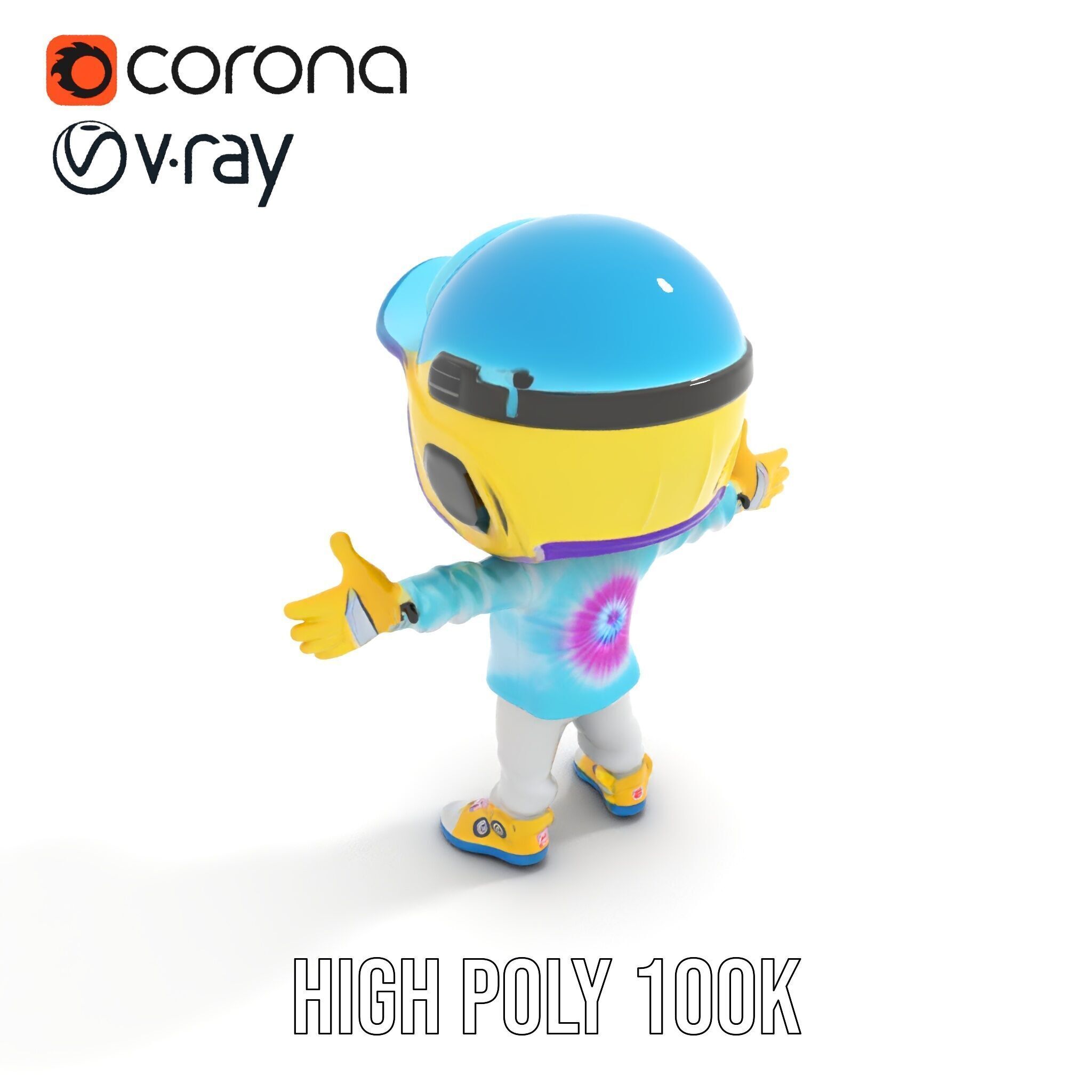 Cartoon Hero Character Model Rigged and Animated Low-poly 3D model_31