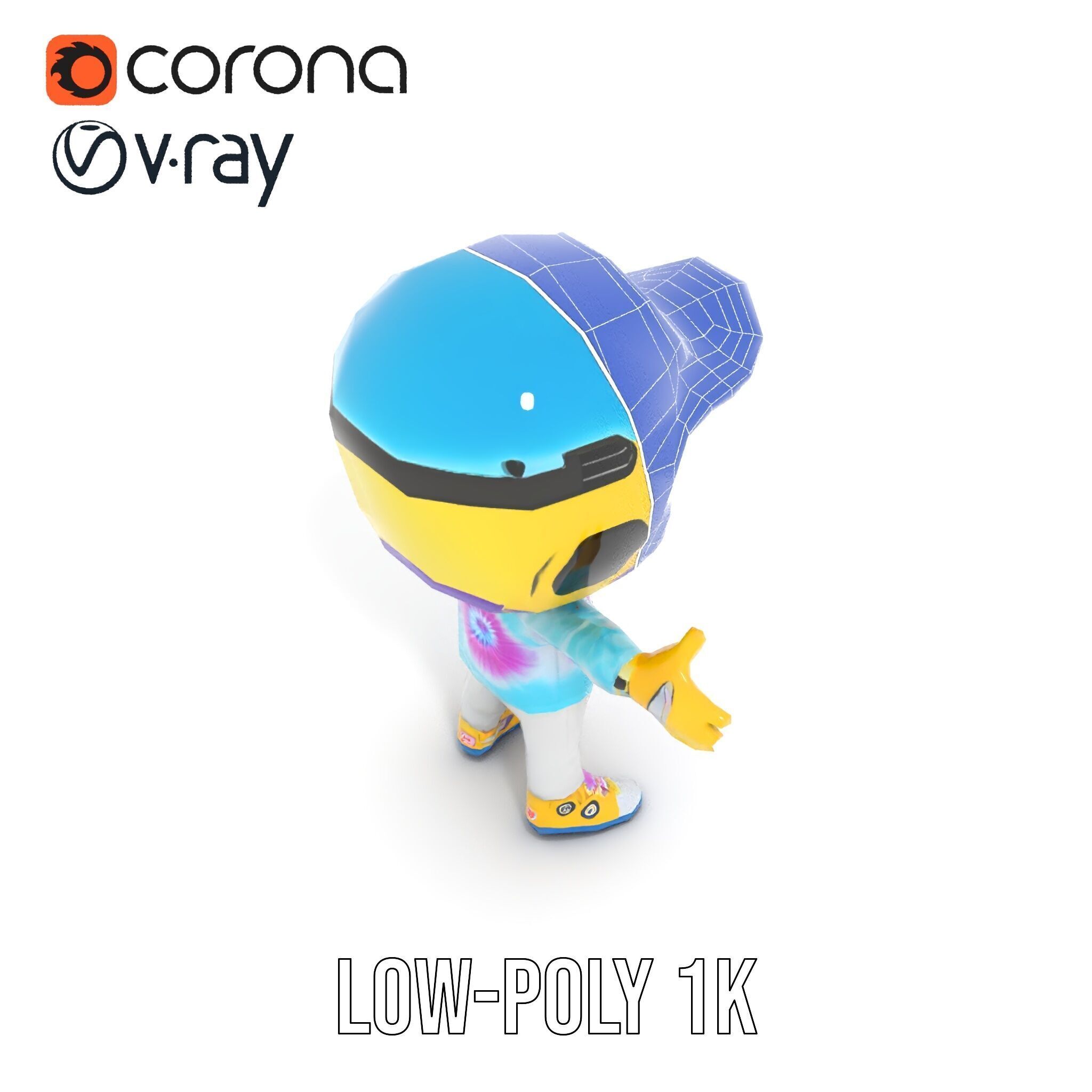 Cartoon Hero Character Model Rigged and Animated Low-poly 3D model_16