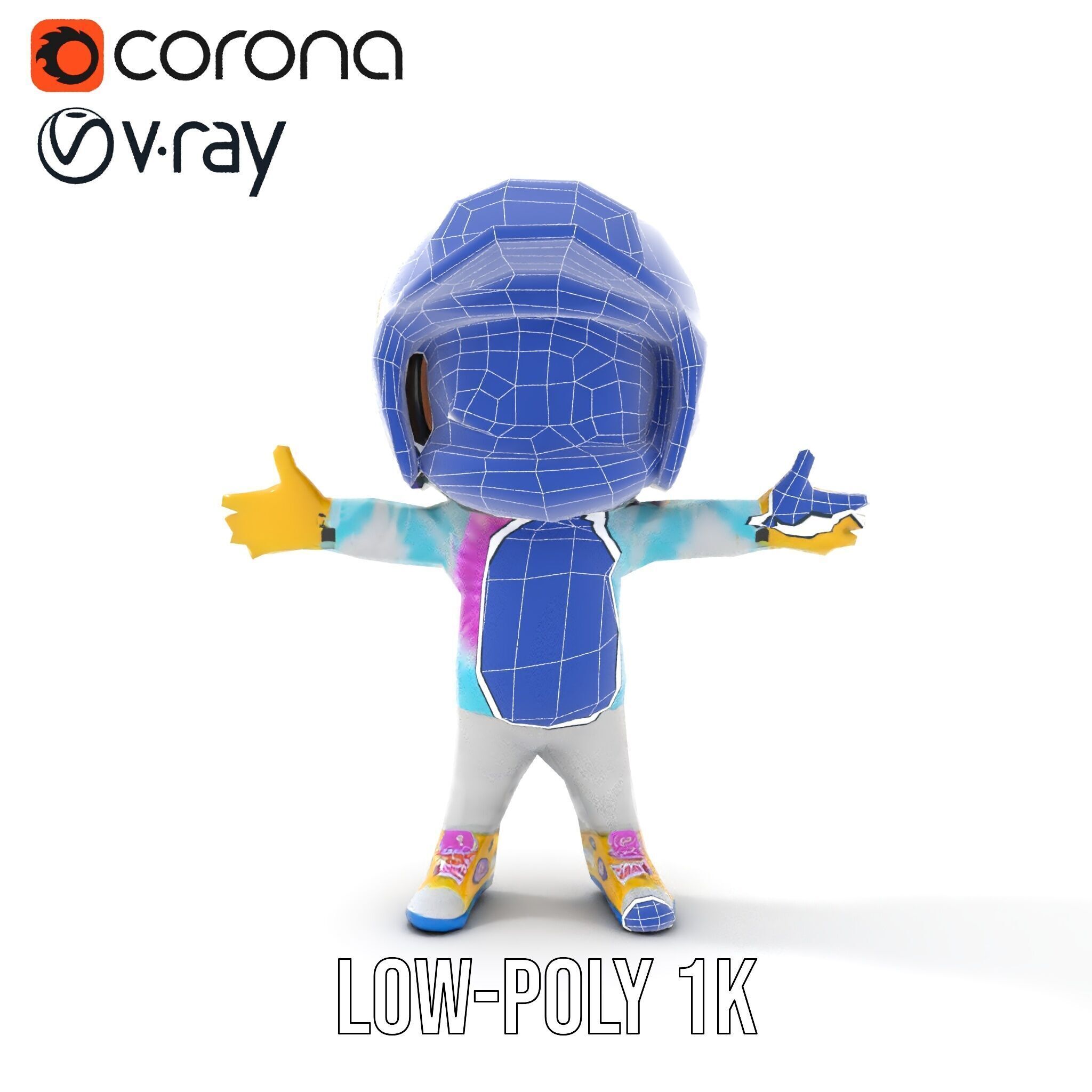 Cartoon Hero Character Model Rigged and Animated Low-poly 3D model_27