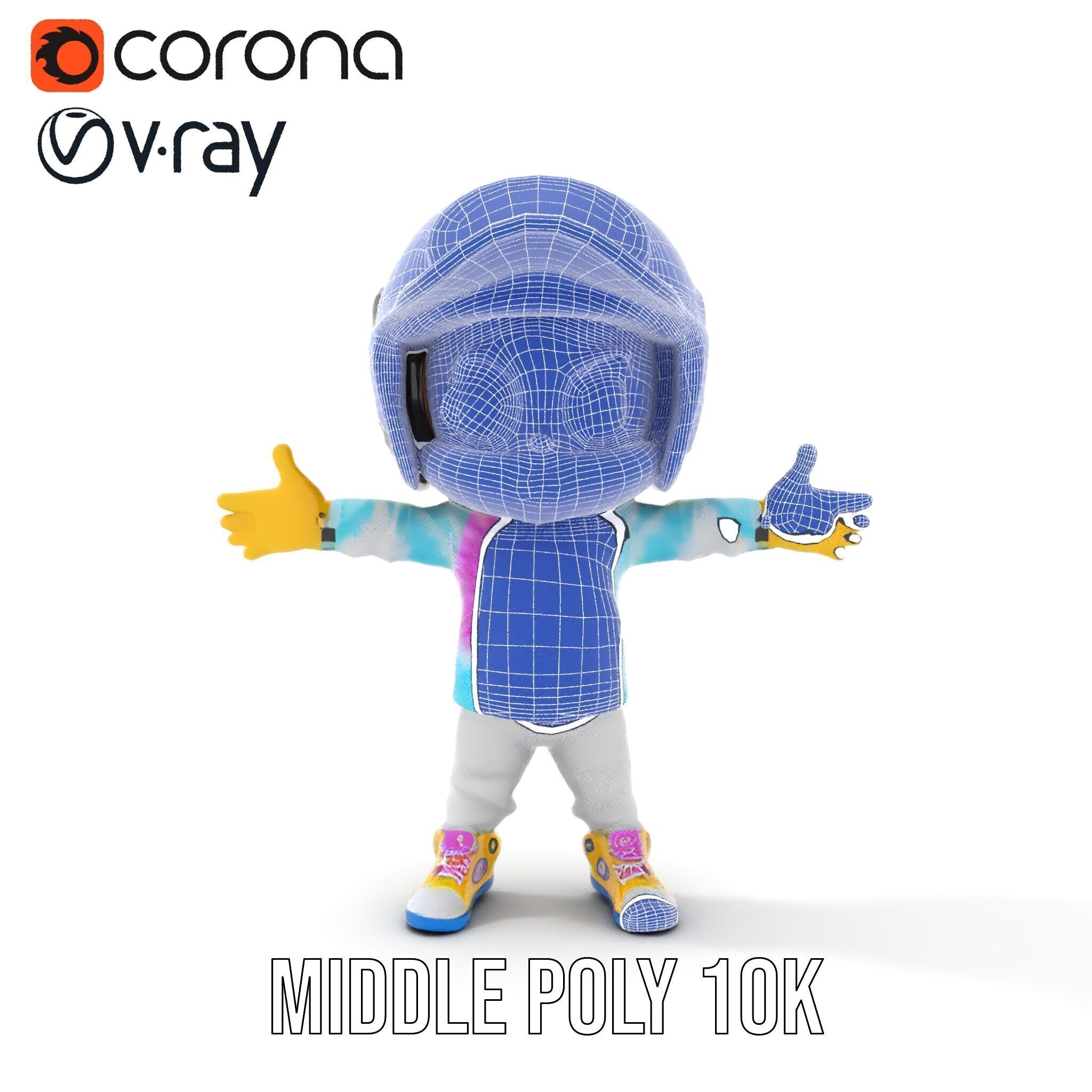 Cartoon Hero Character Model Rigged and Animated Low-poly 3D model_29