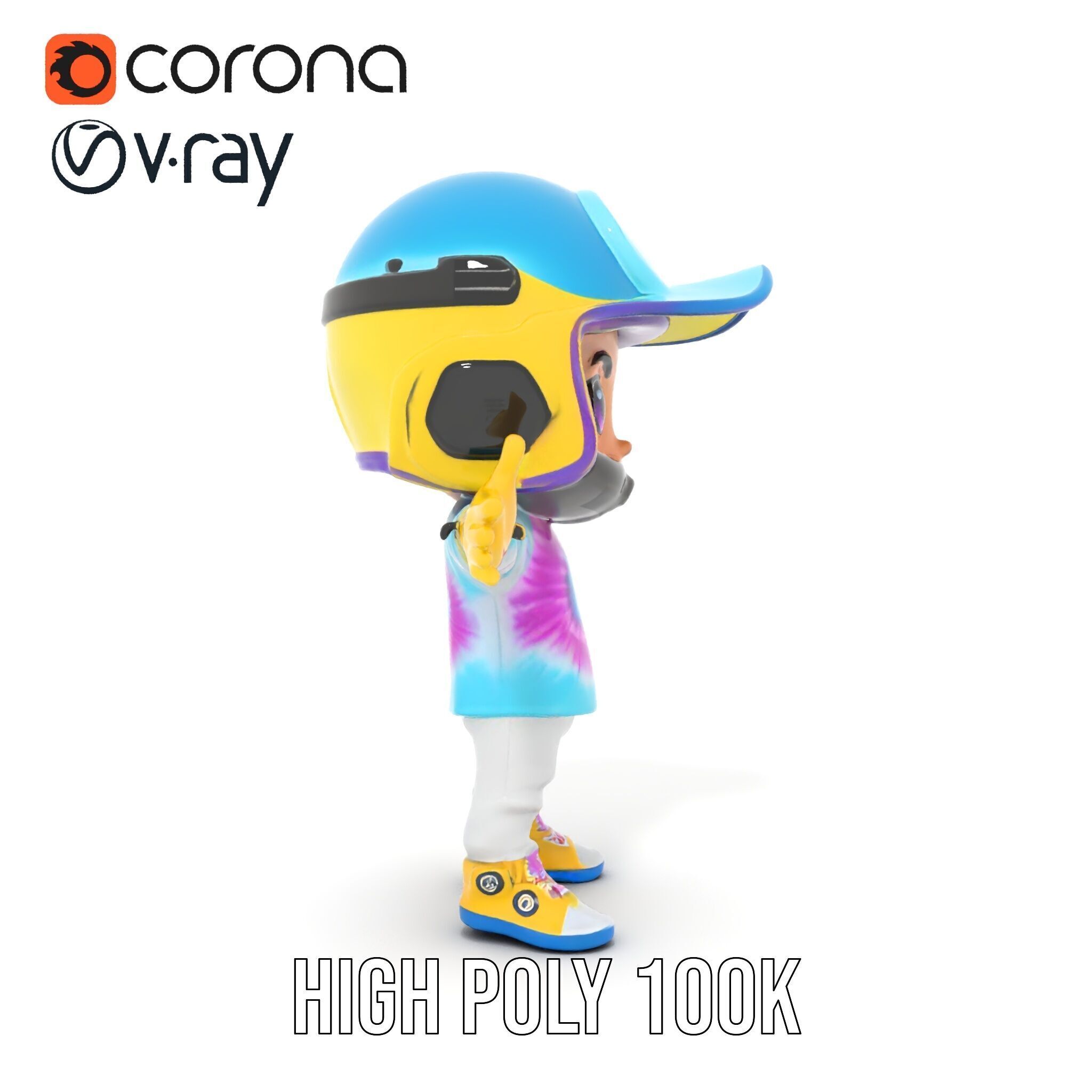 Cartoon Hero Character Model Rigged and Animated Low-poly 3D model_22